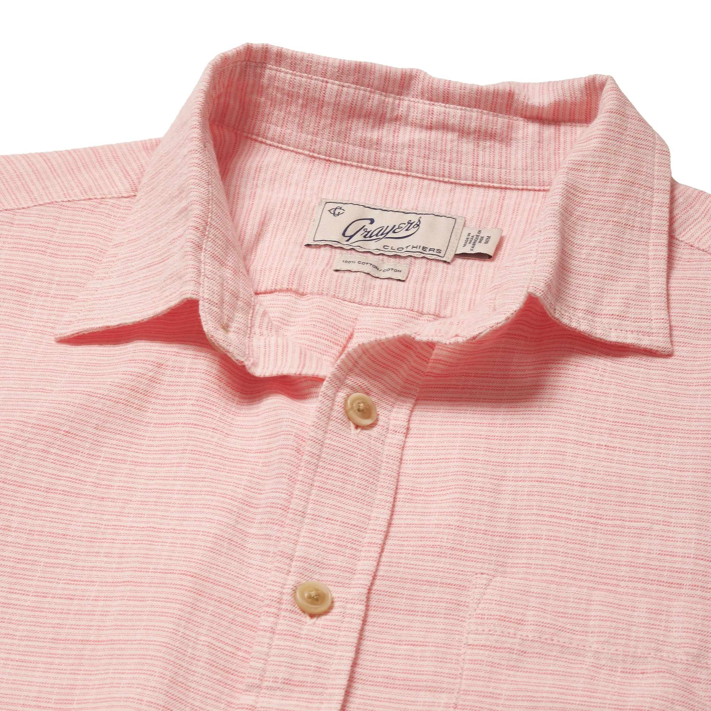 Light Weight Power Loom Short Sleeve Shirt - Red Stripe sold by Grayers product image thumbnail 2