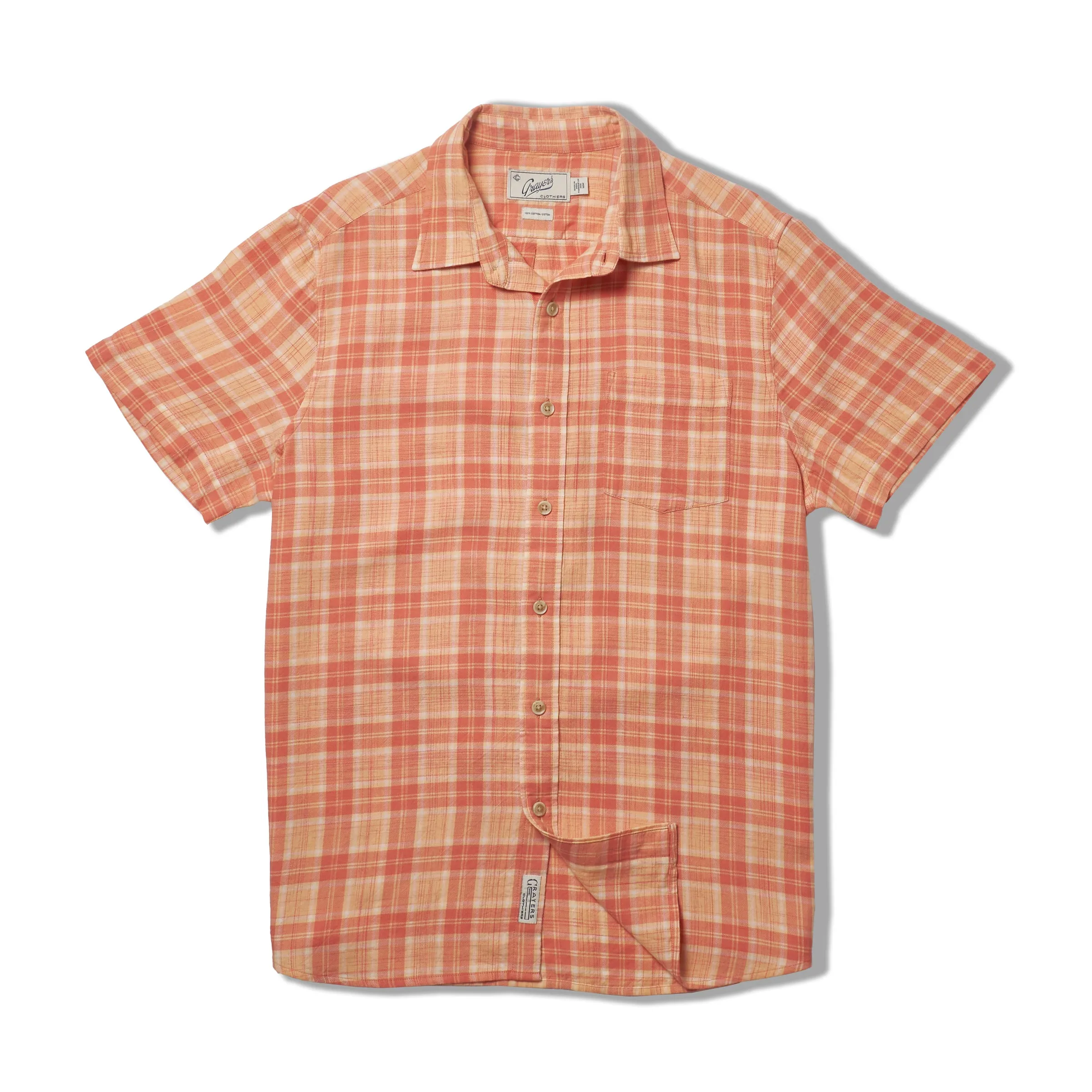 Light Weight Power Loom Short Sleeve Shirt - Auburn Cream Plaid sold by Grayers product image thumbnail 4
