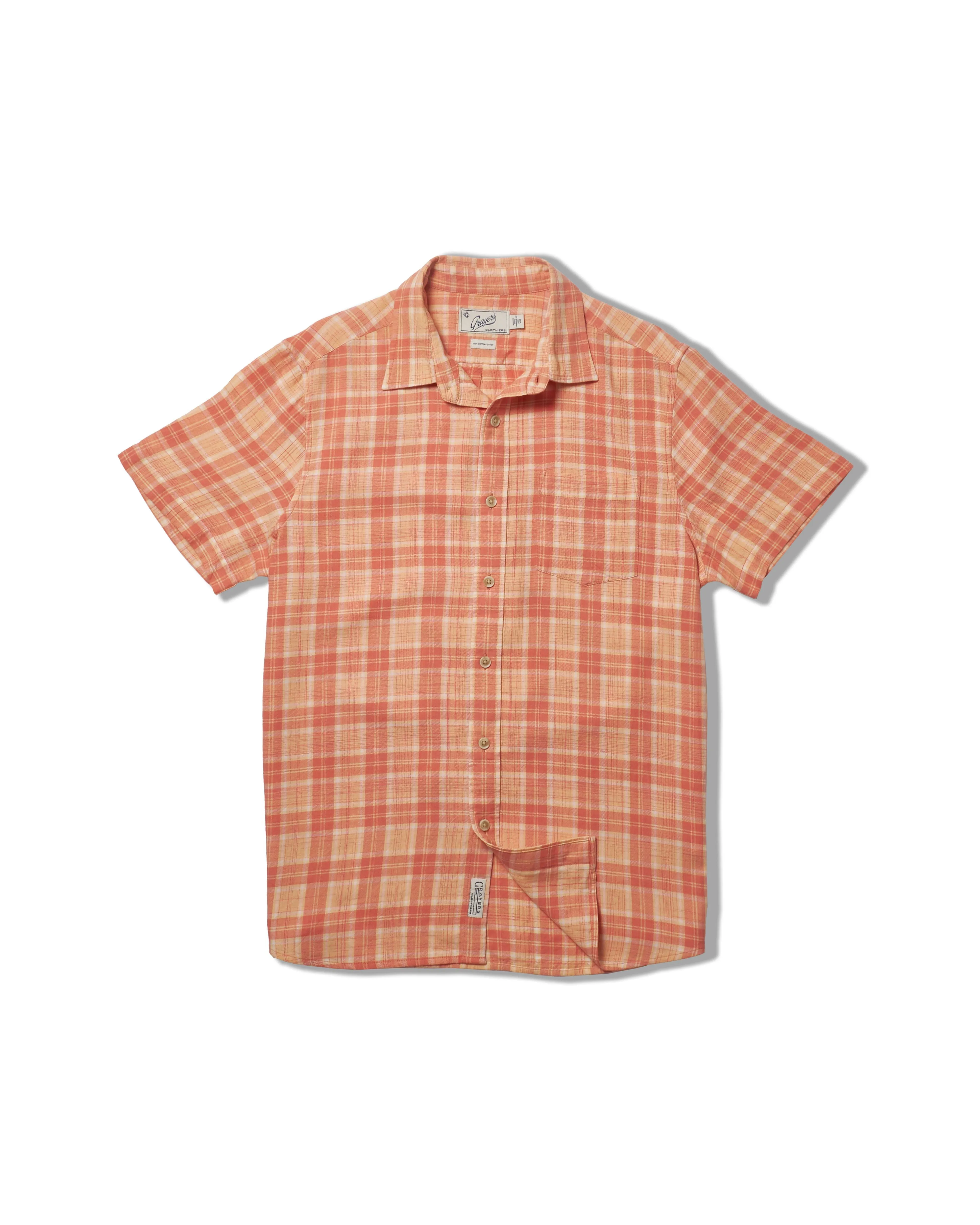 Light Weight Power Loom Short Sleeve Shirt - Auburn Cream Plaid sold by Grayers
