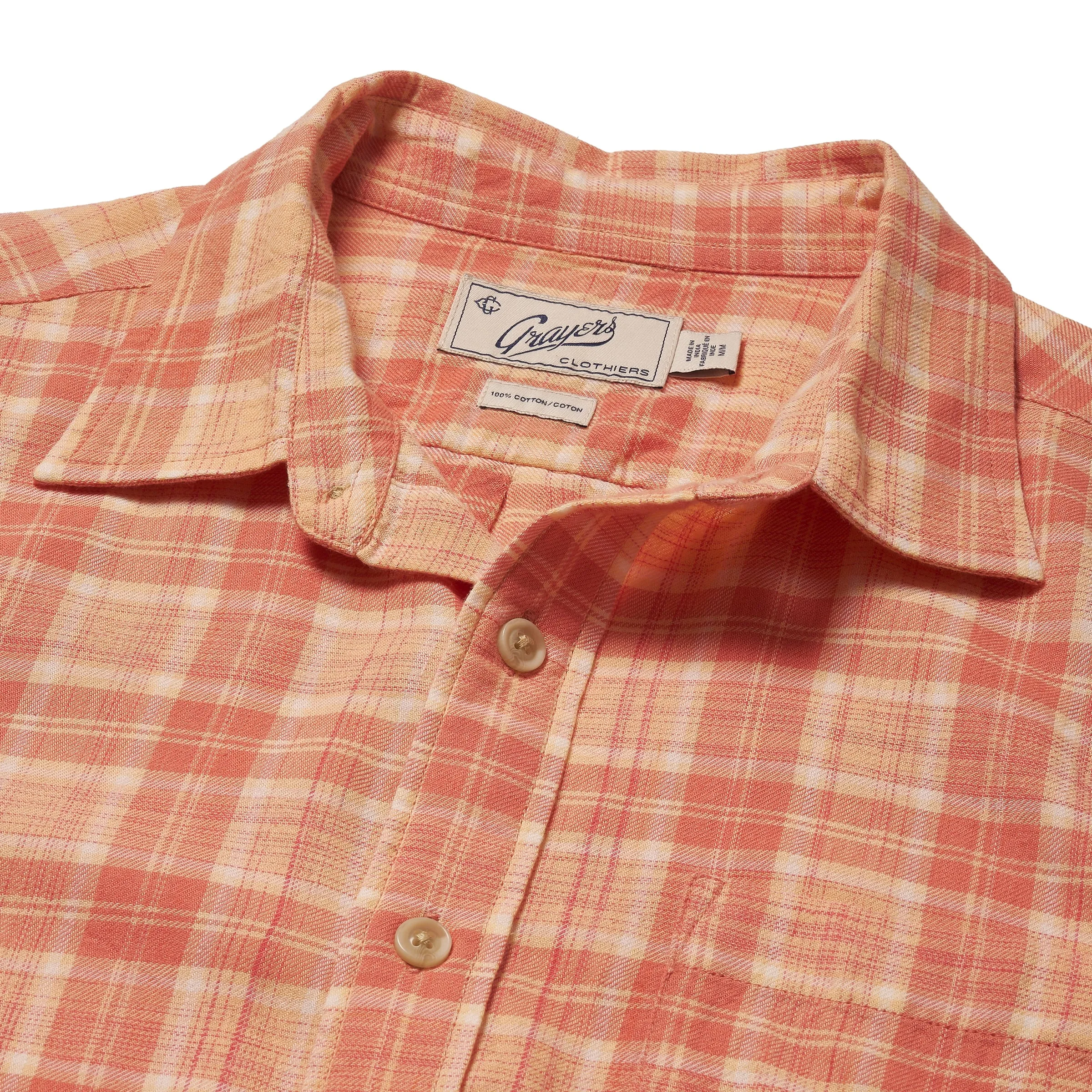 Light Weight Power Loom Short Sleeve Shirt - Auburn Cream Plaid sold by Grayers product image thumbnail 3