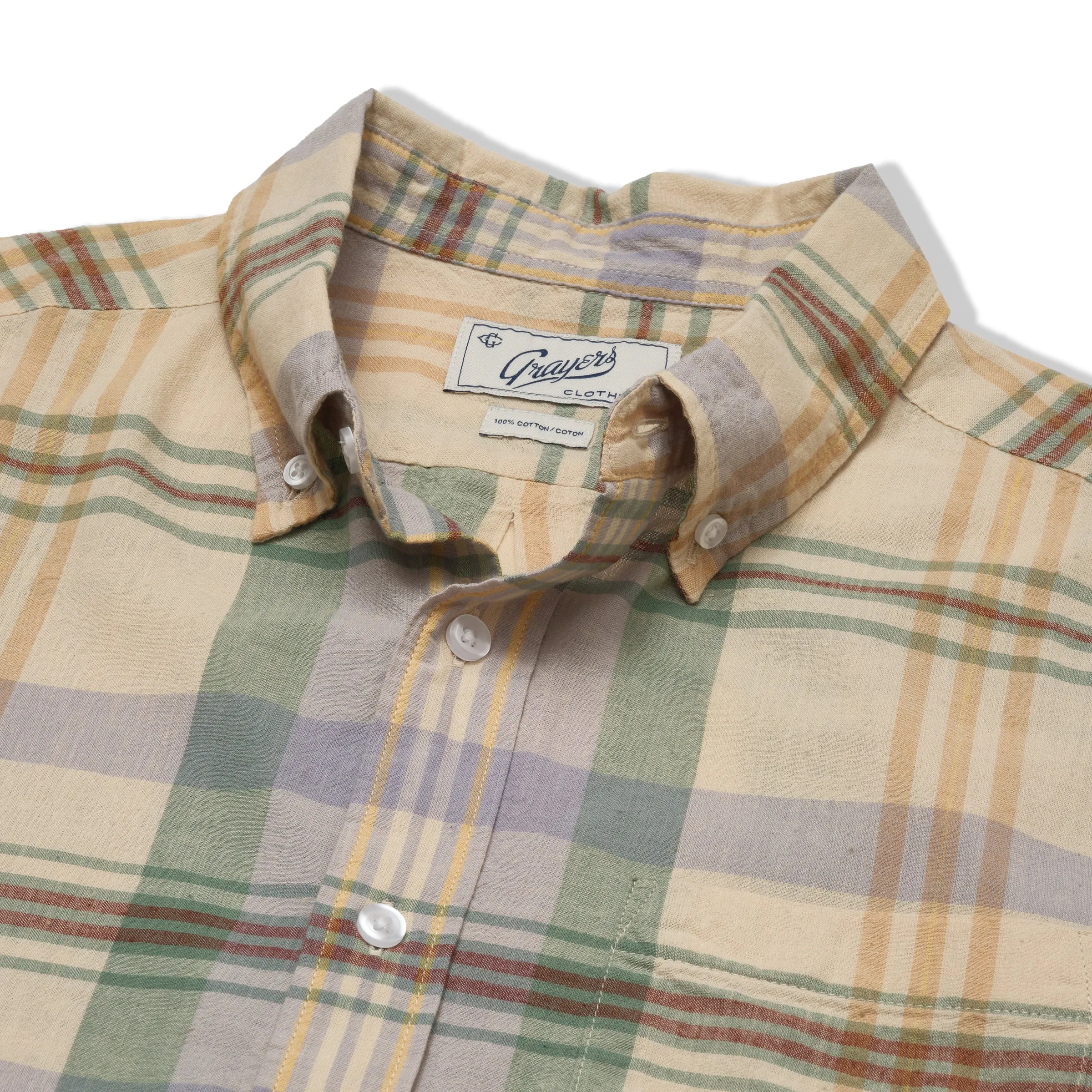 Classic Madras Plaid Short Sleeve Shirt - Lt Blue Cream Plaid sold by Grayers product image thumbnail 3