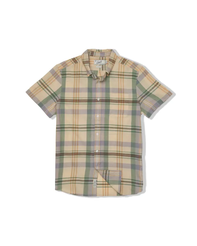 Classic Madras Plaid Short Sleeve Shirt - Lt Blue Cream Plaid sold by Grayers