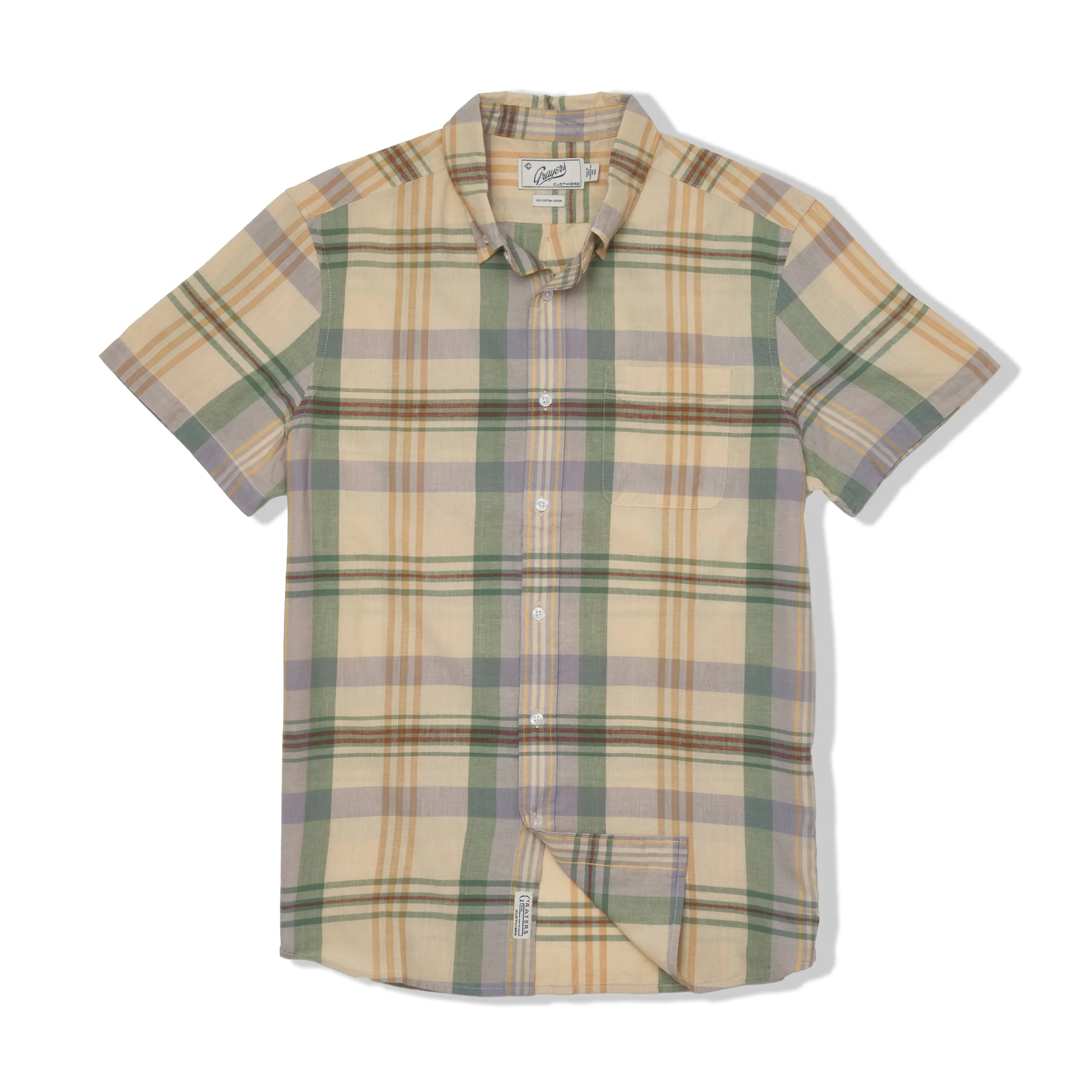 Classic Madras Plaid Short Sleeve Shirt - Lt Blue Cream Plaid sold by Grayers product image thumbnail 5