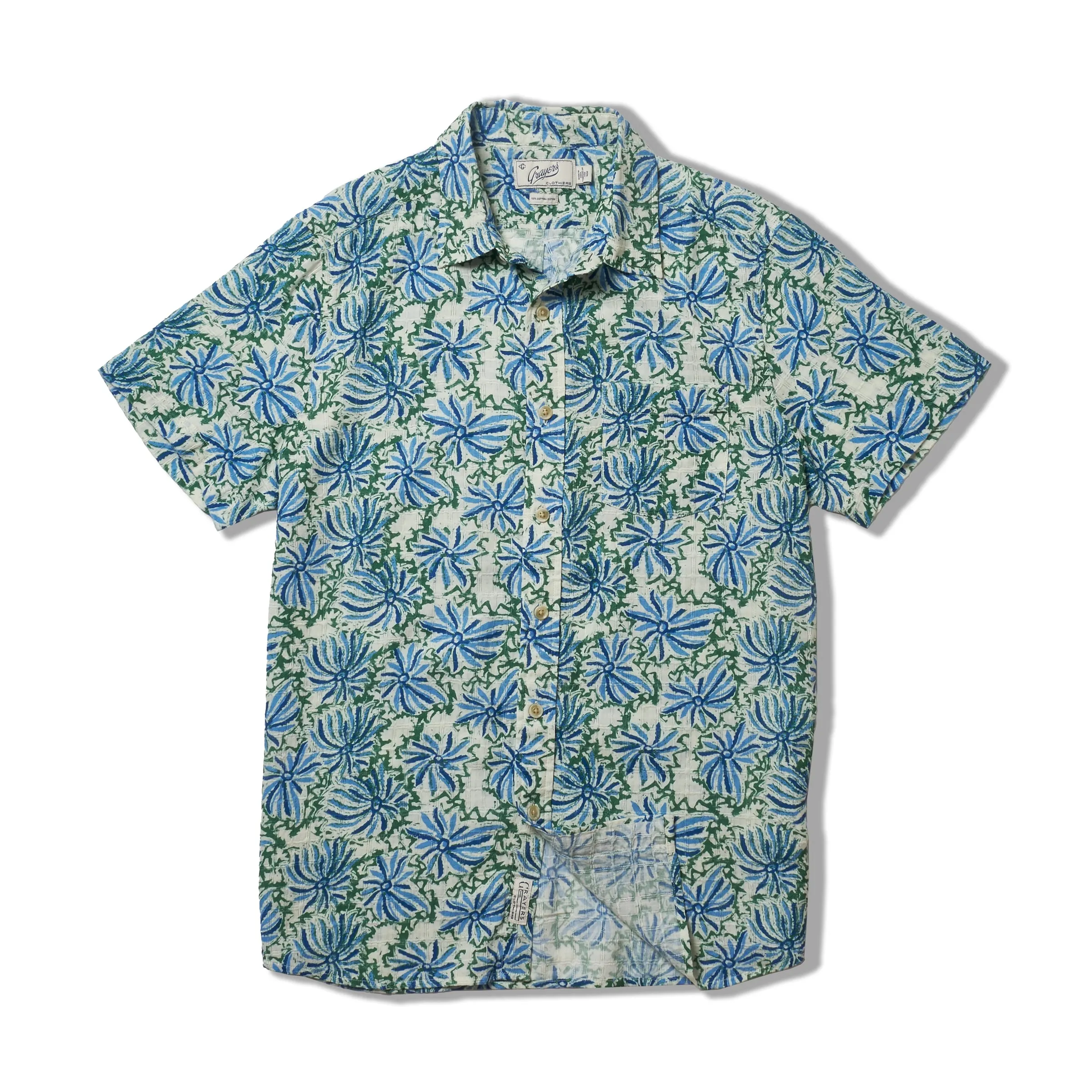 Bamboo Dobby Printed Short Sleeve Shirt - Blue Green Floral sold by Grayers product image thumbnail 4