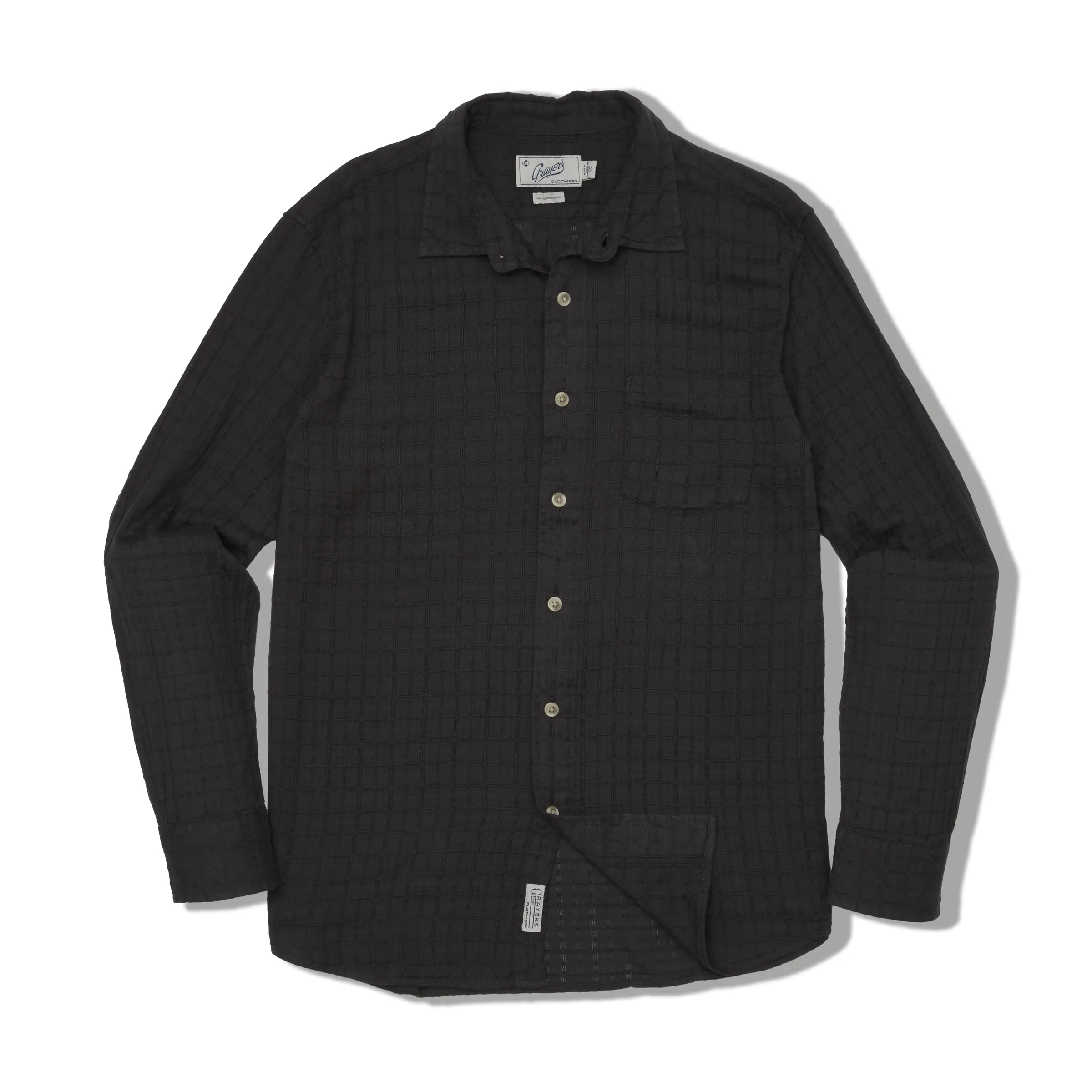 Bamboo Dobby Long Sleeve Shirt - Washed Black sold by Grayers product image thumbnail 4