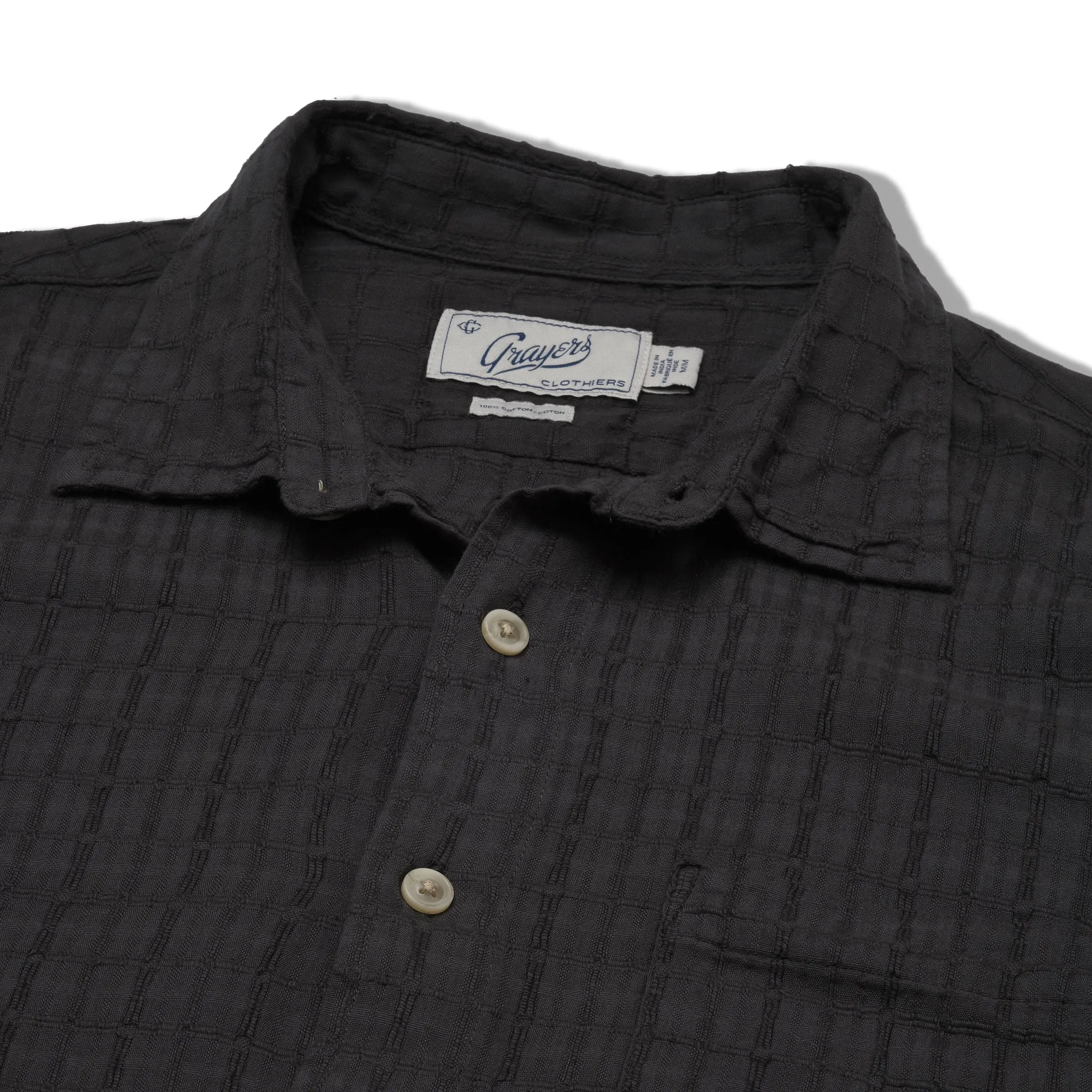 Bamboo Dobby Long Sleeve Shirt - Washed Black sold by Grayers product image thumbnail 2