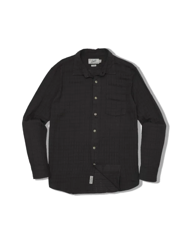 Bamboo Dobby Long Sleeve Shirt - Washed Black sold by Grayers