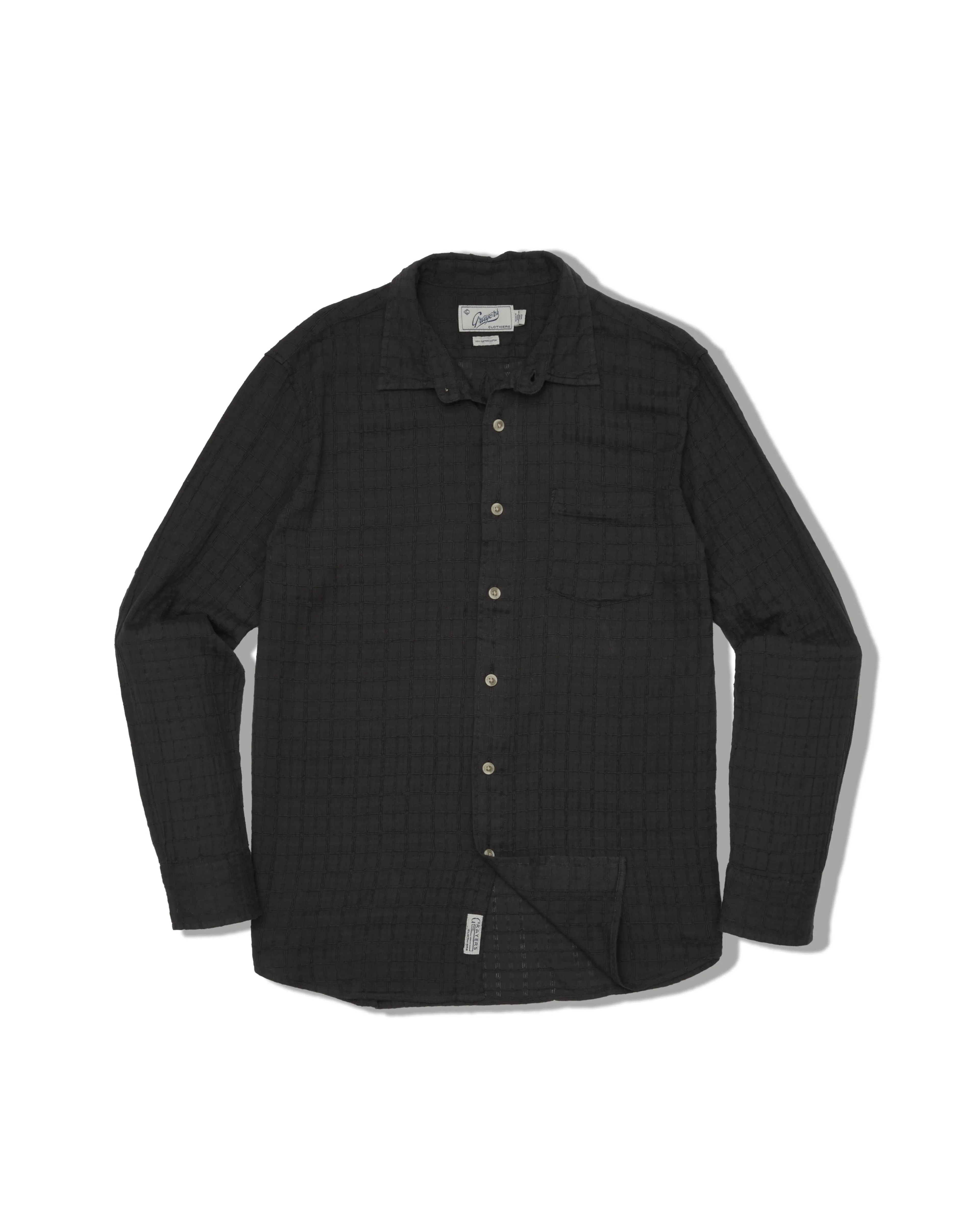 Bamboo Dobby Long Sleeve Shirt - Washed Black sold by Grayers
