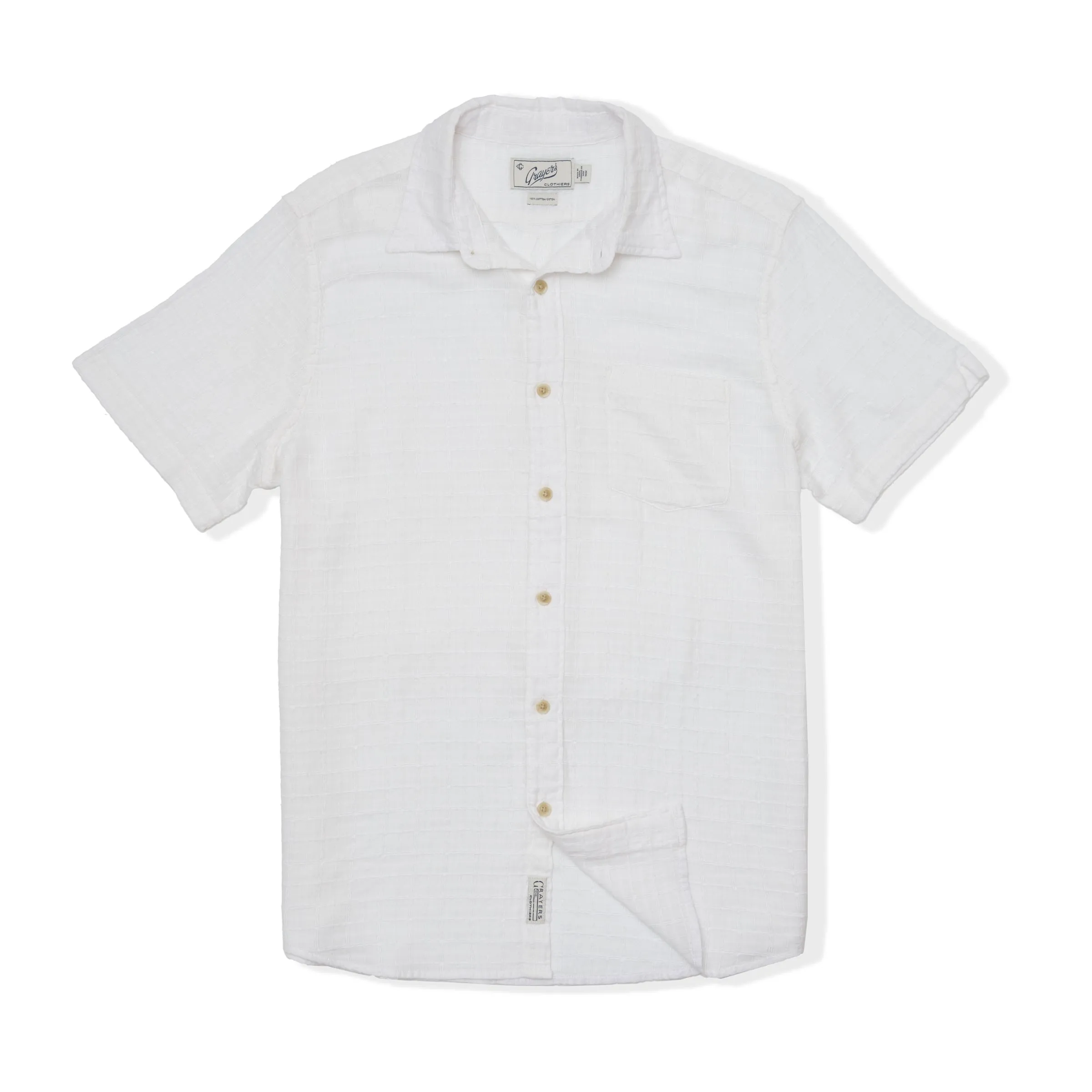 Bamboo Dobby Short Sleeve Shirt - White sold by Grayers product image thumbnail 3