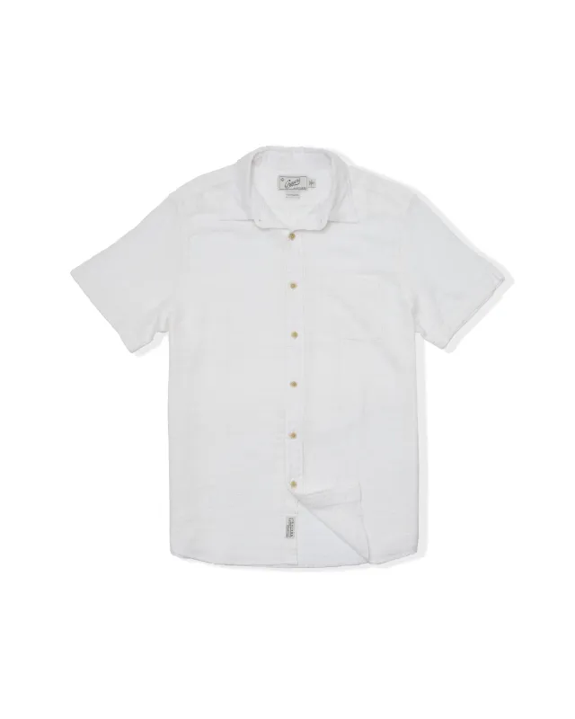 Bamboo Dobby Short Sleeve Shirt - White sold by Grayers