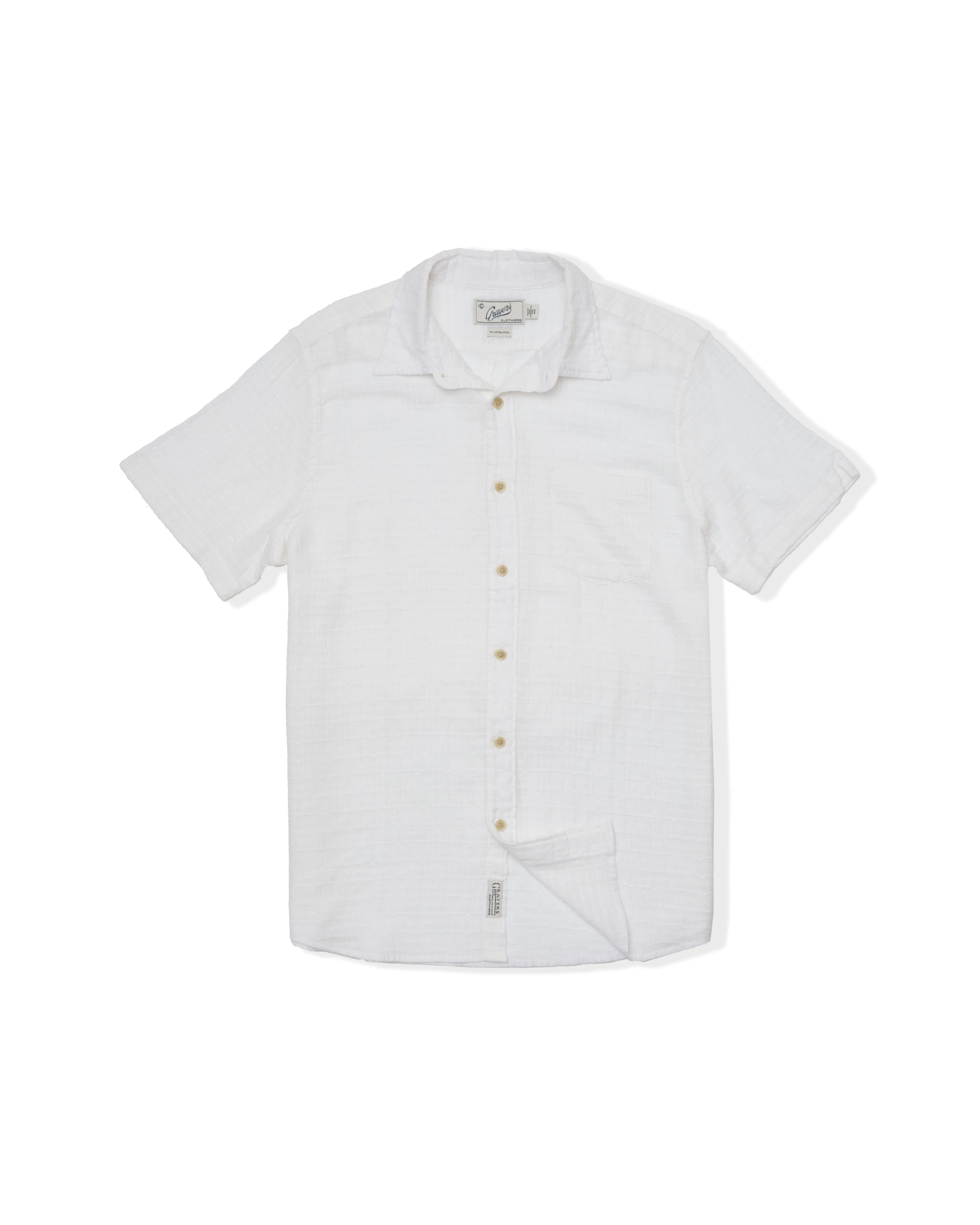 Bamboo Dobby Short Sleeve Shirt - White sold by Grayers