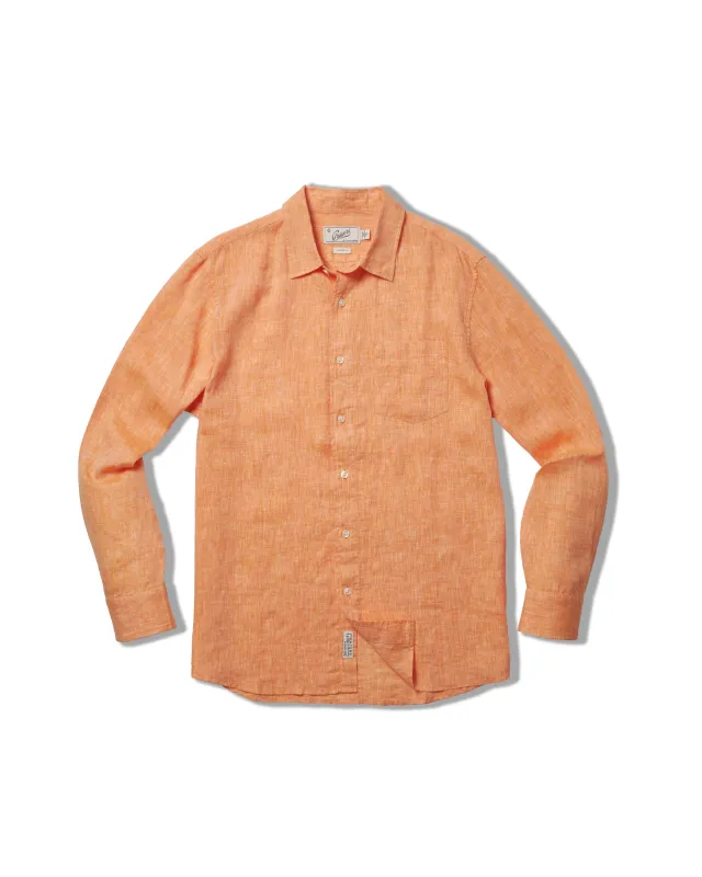 Nantucket Yarn Dyed Linen Shirt - Orange sold by Grayers
