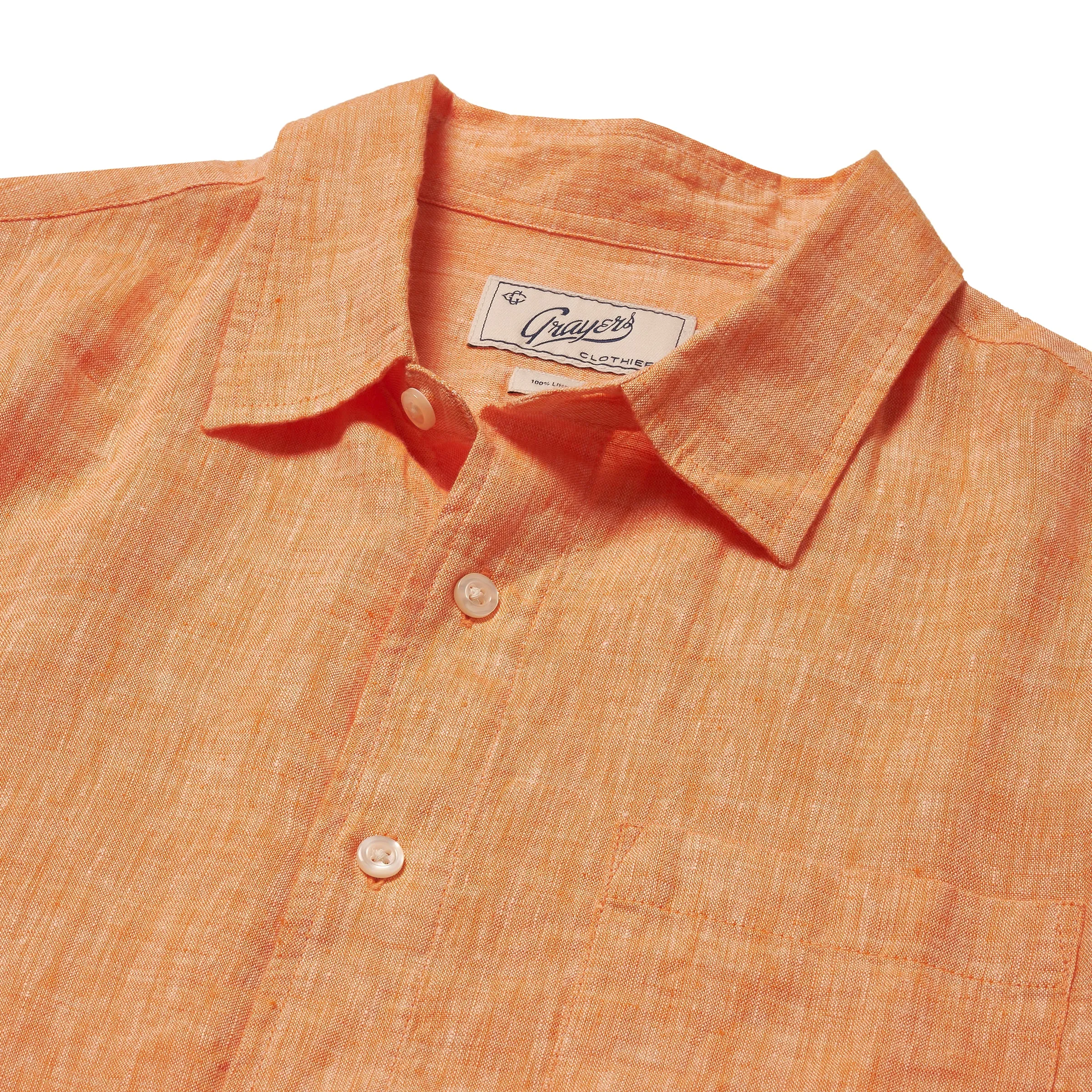 Nantucket Yarn Dyed Linen Shirt - Orange sold by Grayers product image thumbnail 2
