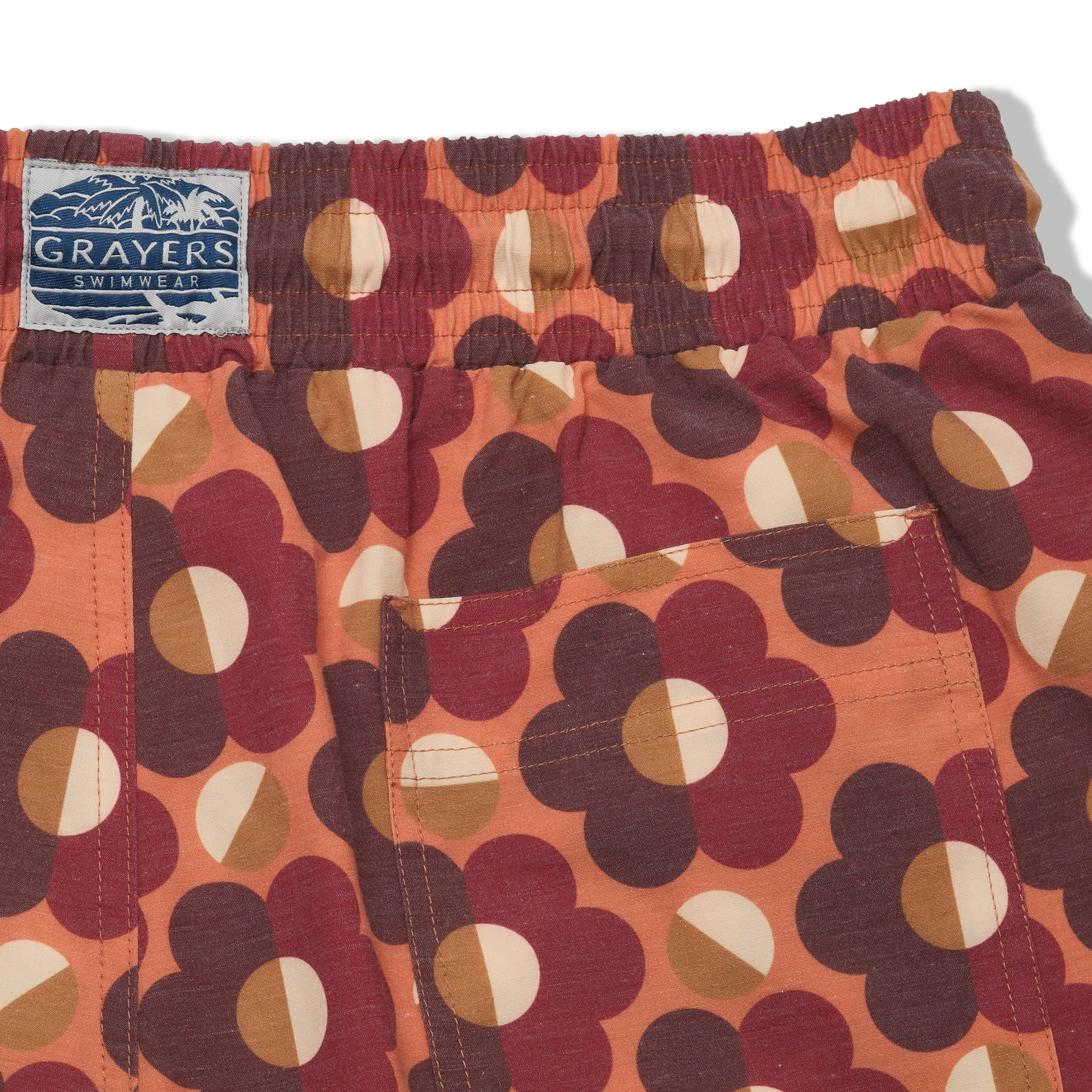 Eco Poly Cotton Stretch Swim Trunk 7" - Geometric Brown Orange sold by Grayers product image thumbnail 4