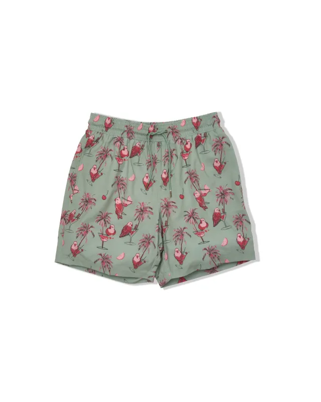 Eco Poly Cotton Stretch Swim Trunk 7" - Drunken Parrot sold by Grayers