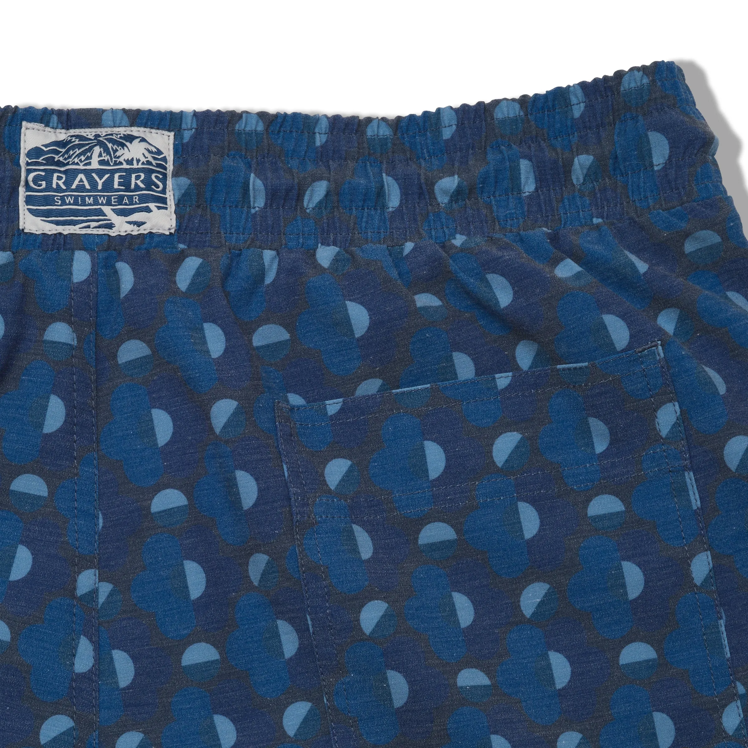Eco Poly Cotton Stretch Swim Trunk 7" - Geometric Blue Navy sold by Grayers product image thumbnail 4