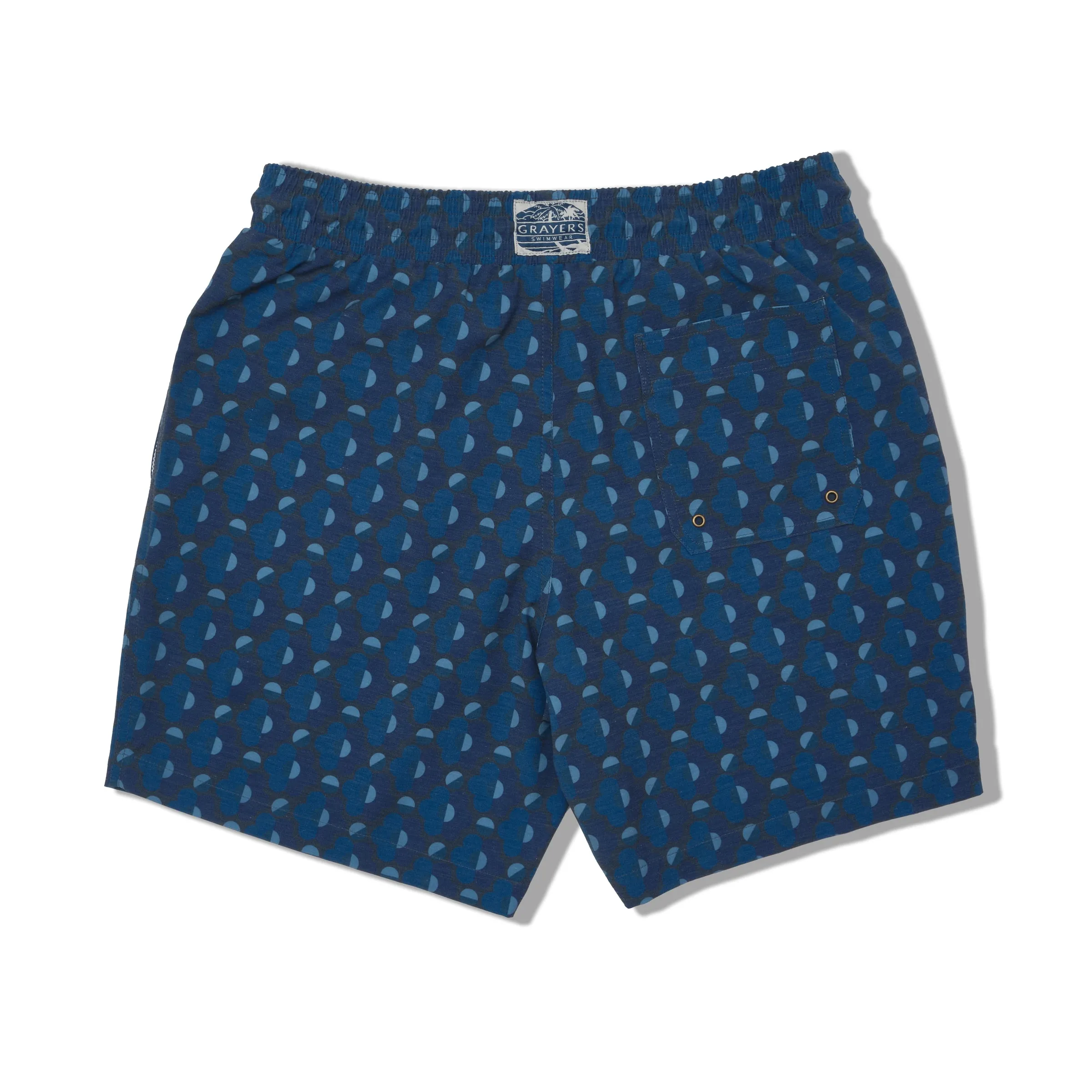 Eco Poly Cotton Stretch Swim Trunk 7" - Geometric Blue Navy sold by Grayers product image thumbnail 5