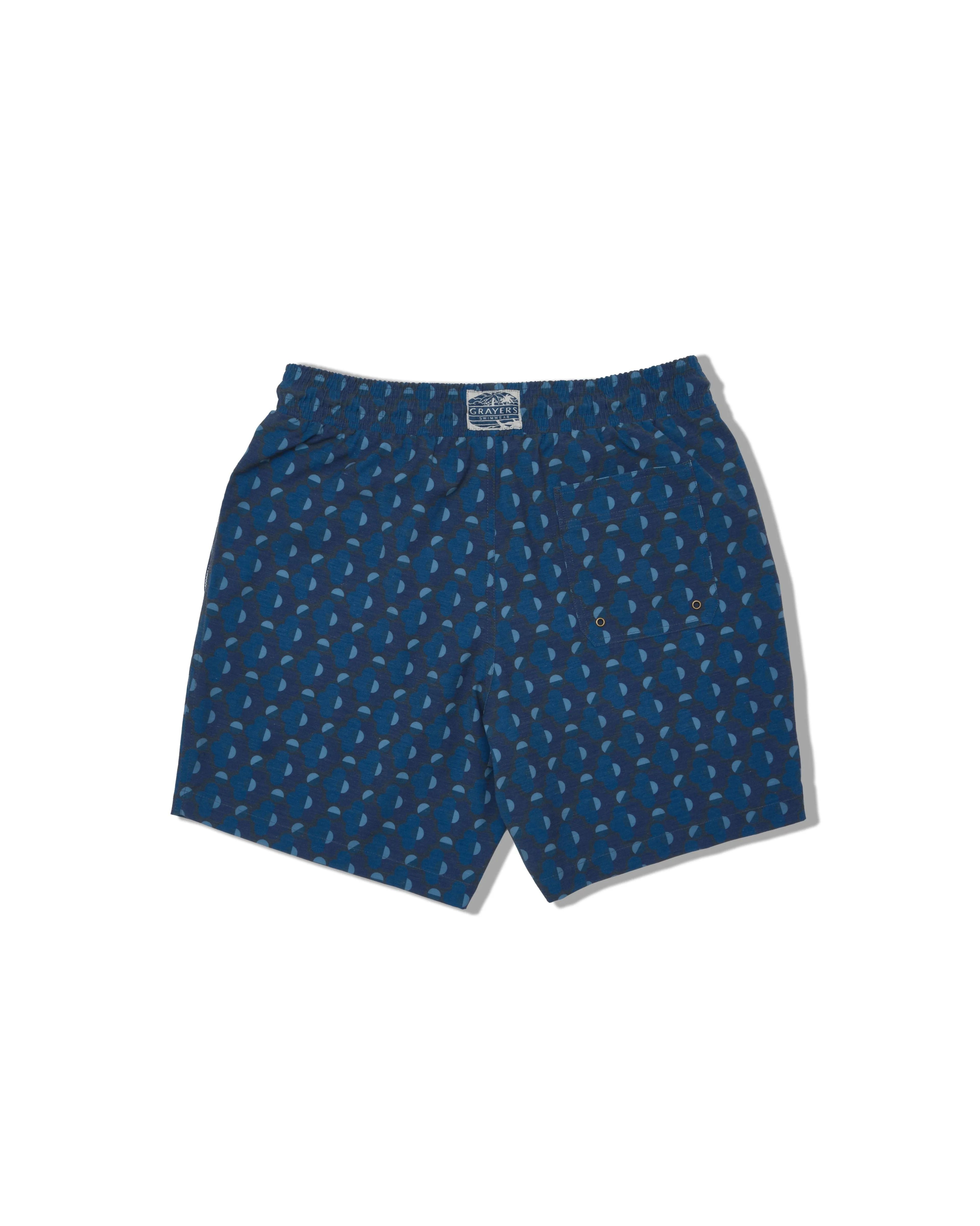 Eco Poly Cotton Stretch Swim Trunk 7" - Geometric Blue Navy sold by Grayers product image thumbnail 2