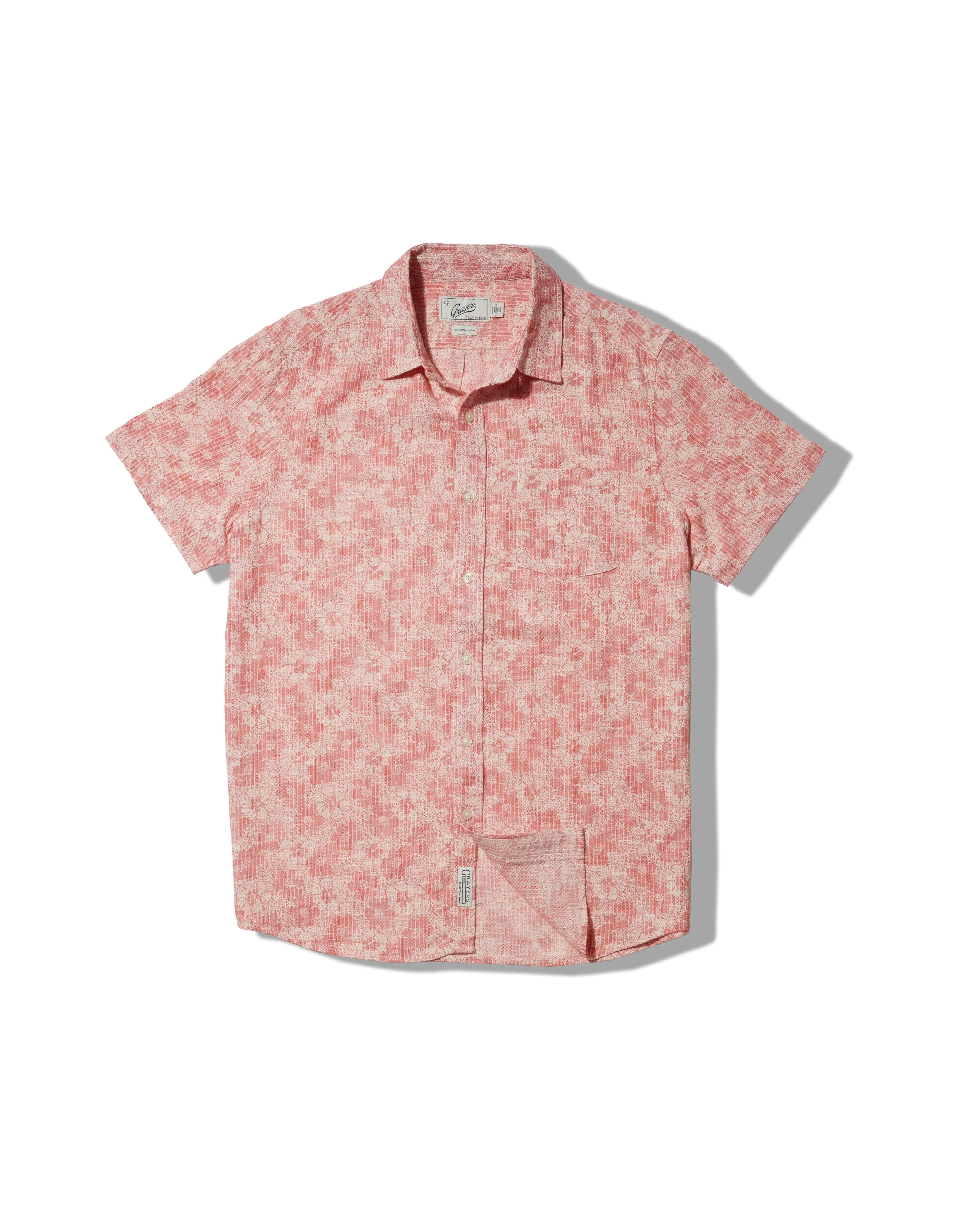 Madras Cottage Loom Printed Shirt - Red White Floral sold by Grayers