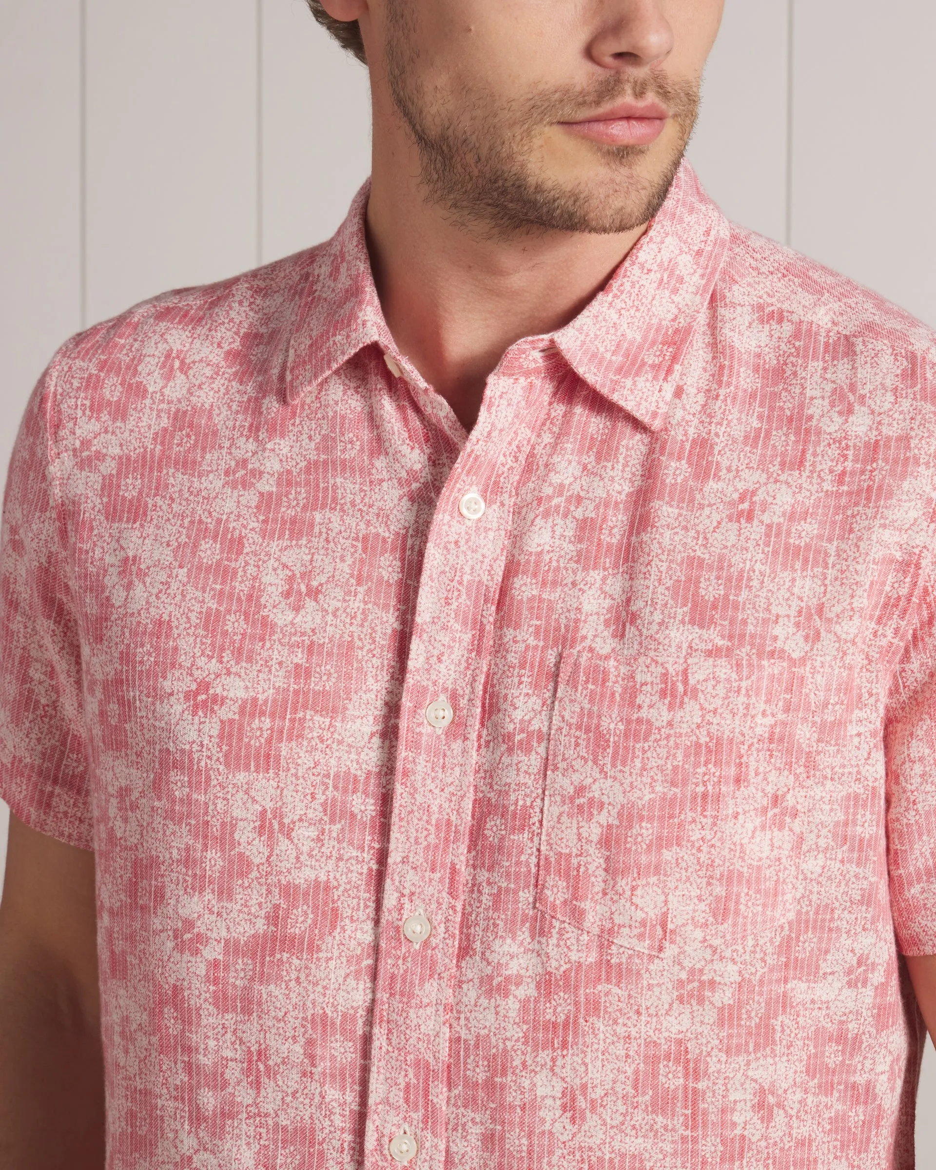 Madras Cottage Loom Printed Shirt - Red White Floral sold by Grayers product image thumbnail 4