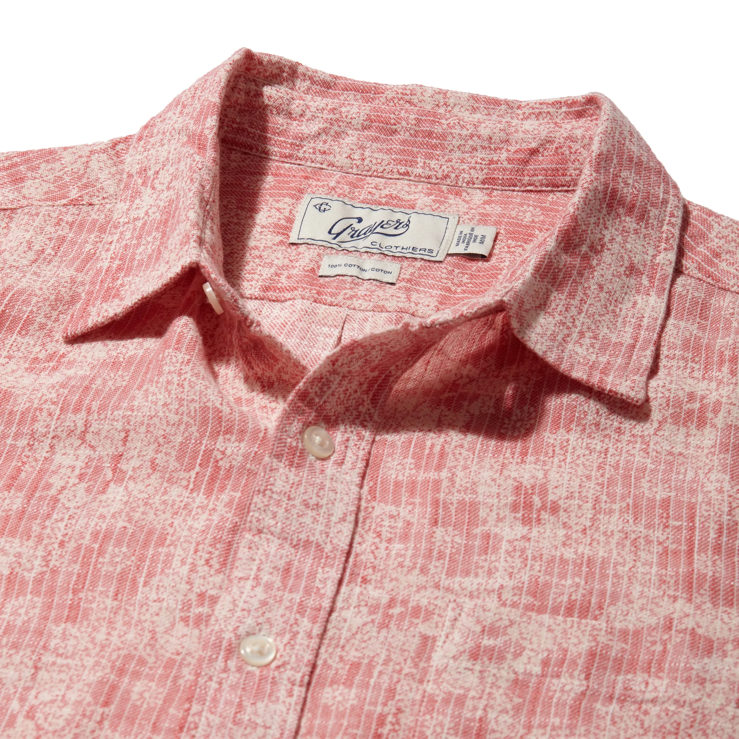 Madras Cottage Loom Printed Shirt - Red White Floral sold by Grayers product image thumbnail 2