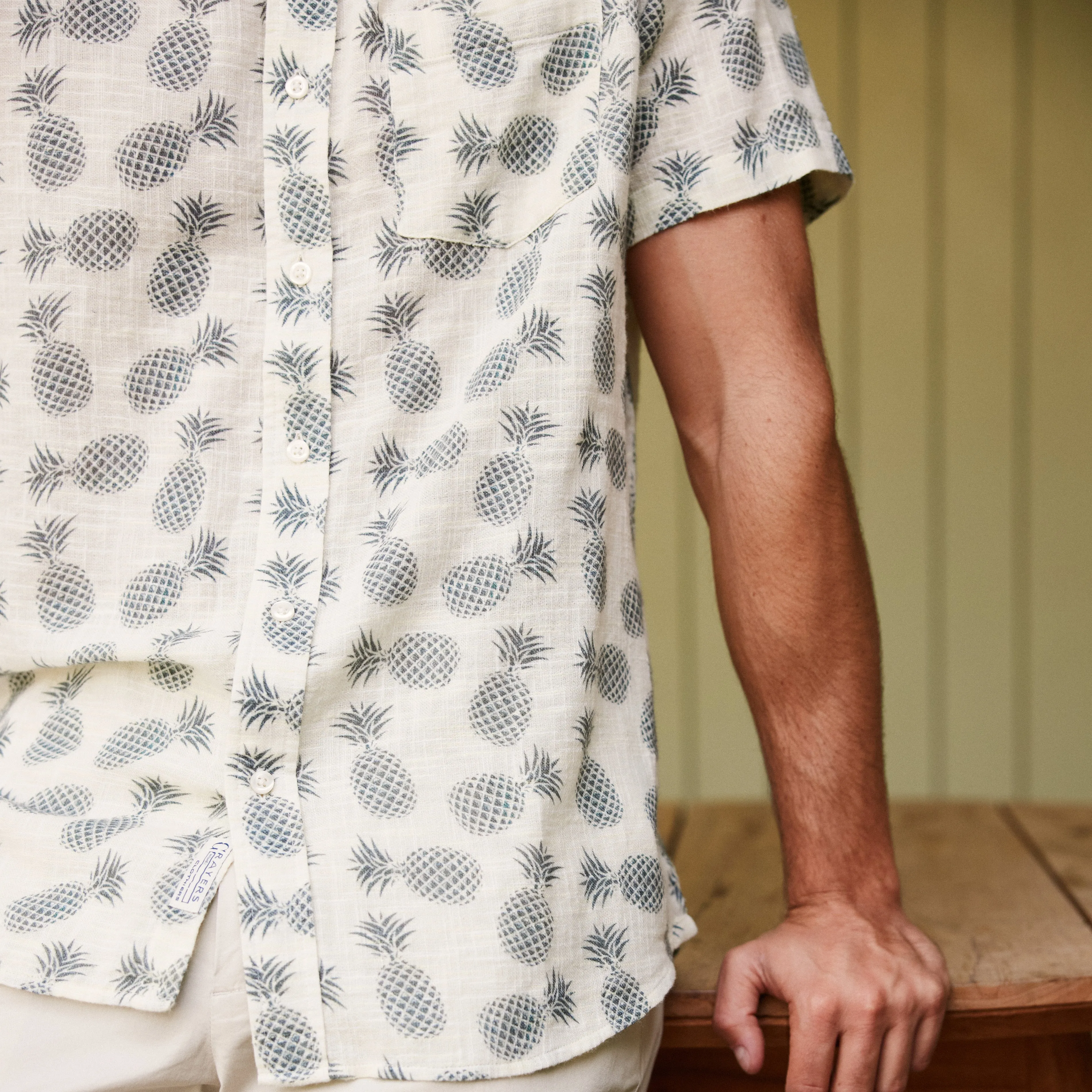 Madras Cottage Loom Printed Shirt - Blue Pineapple sold by Grayers product image thumbnail 5