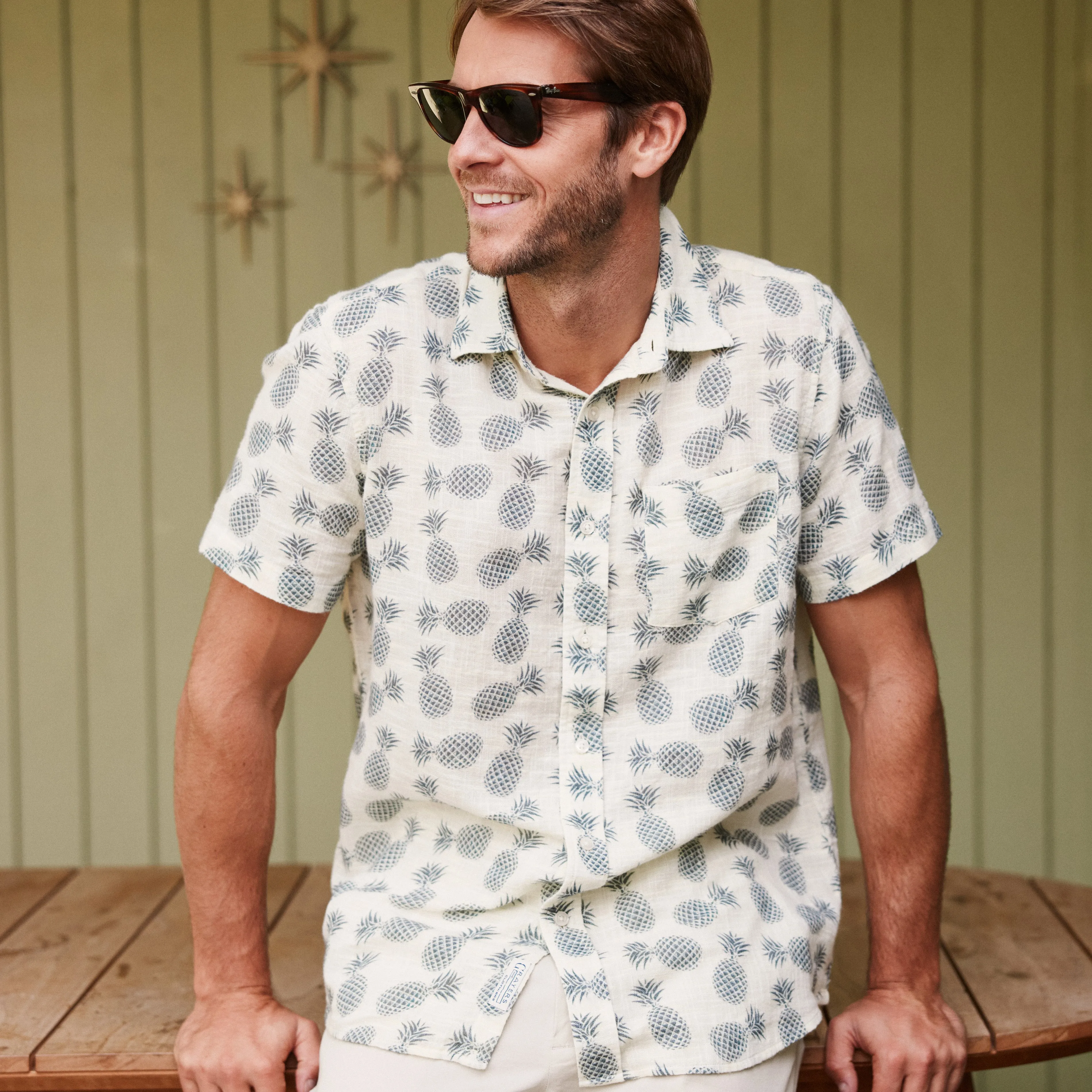 Madras Cottage Loom Printed Shirt - Blue Pineapple sold by Grayers product image thumbnail 4