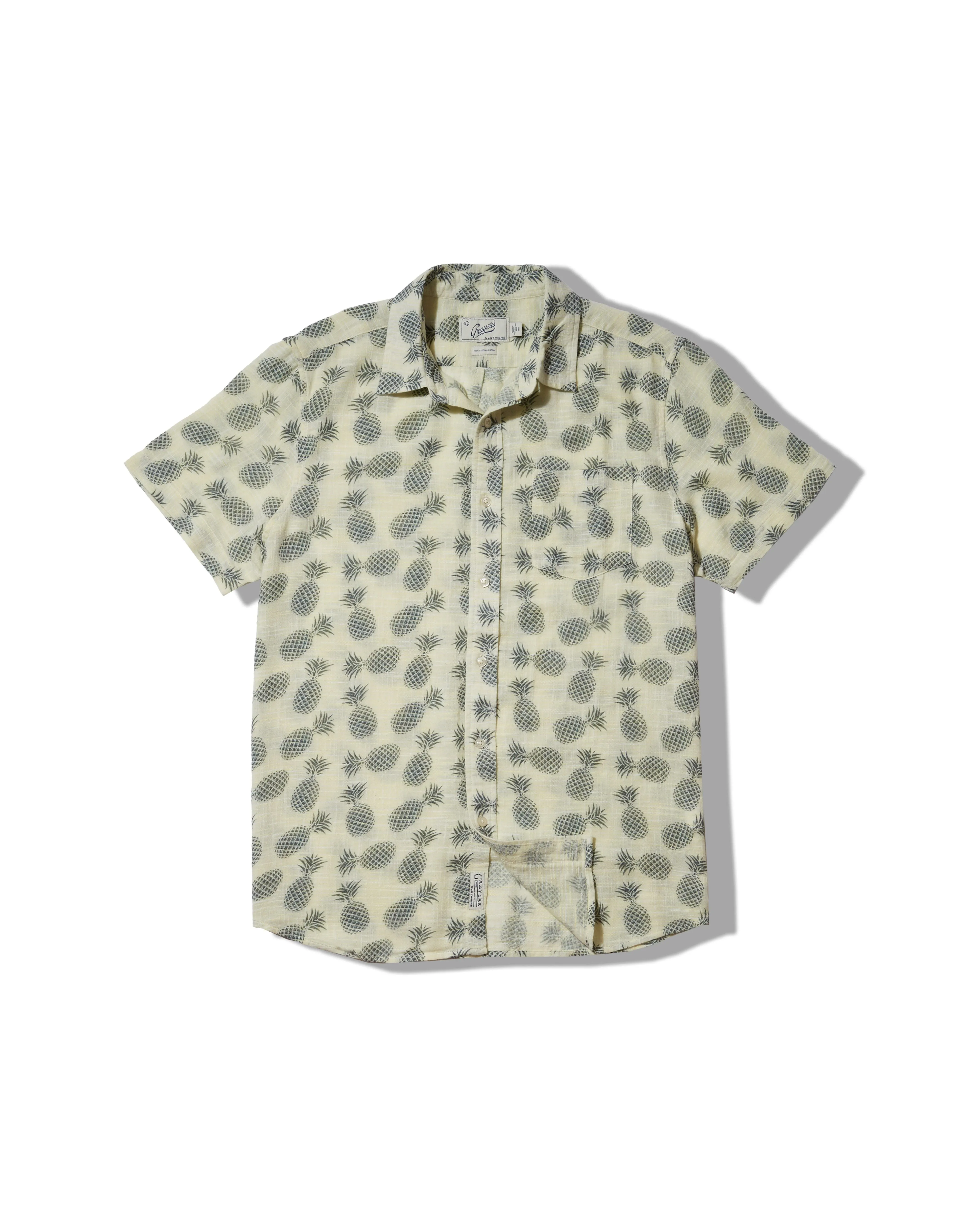 Madras Cottage Loom Printed Shirt - Blue Pineapple sold by Grayers