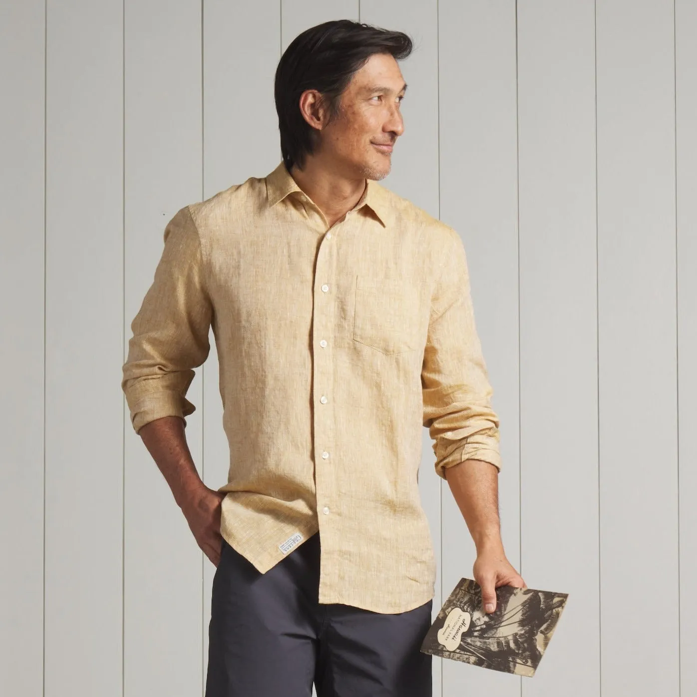 Nantucket Yarn Dyed Linen Shirt - Mustard sold by Grayers product image thumbnail 3