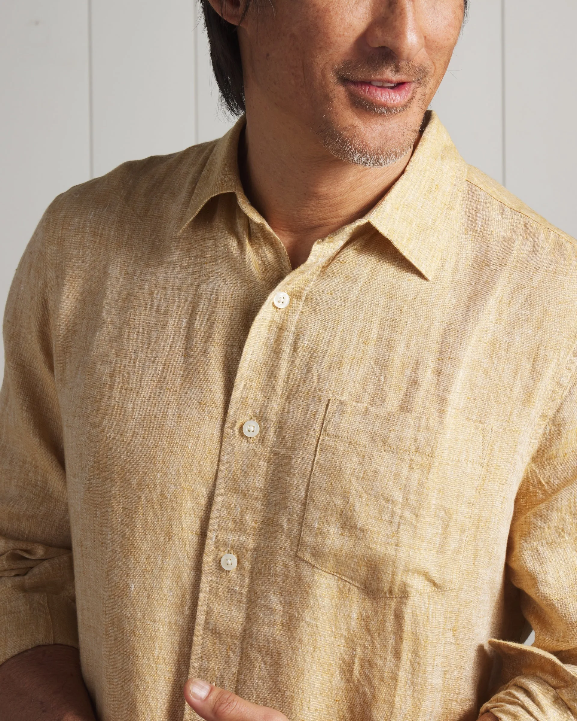 Nantucket Yarn Dyed Linen Shirt - Mustard sold by Grayers product image thumbnail 4