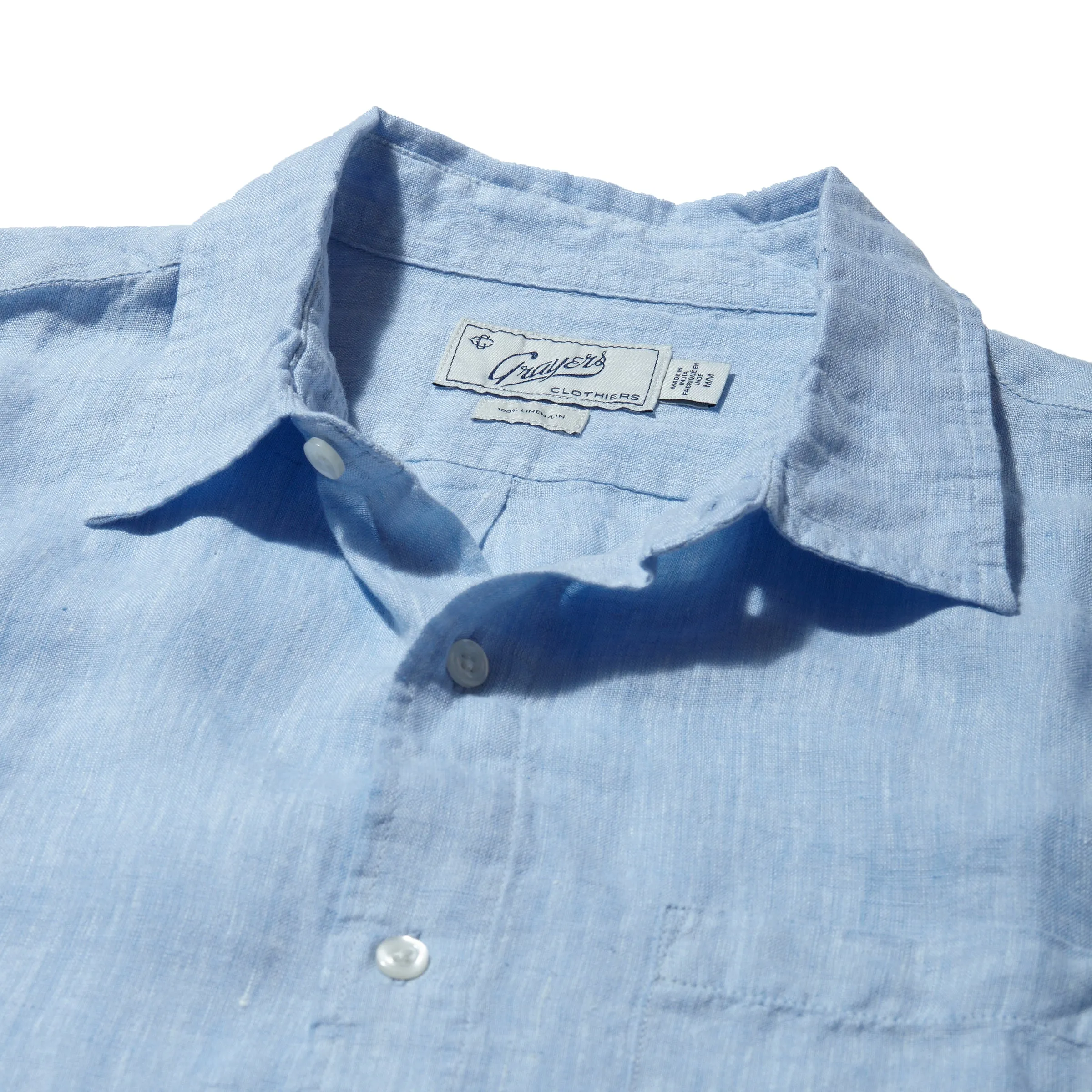 Nantucket Yarn Dyed Linen Shirt - Light Blue sold by Grayers product image thumbnail 3