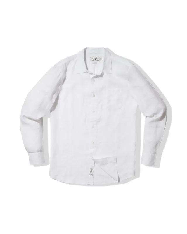 Nantucket Yarn Dyed Linen Shirt - White sold by Grayers
