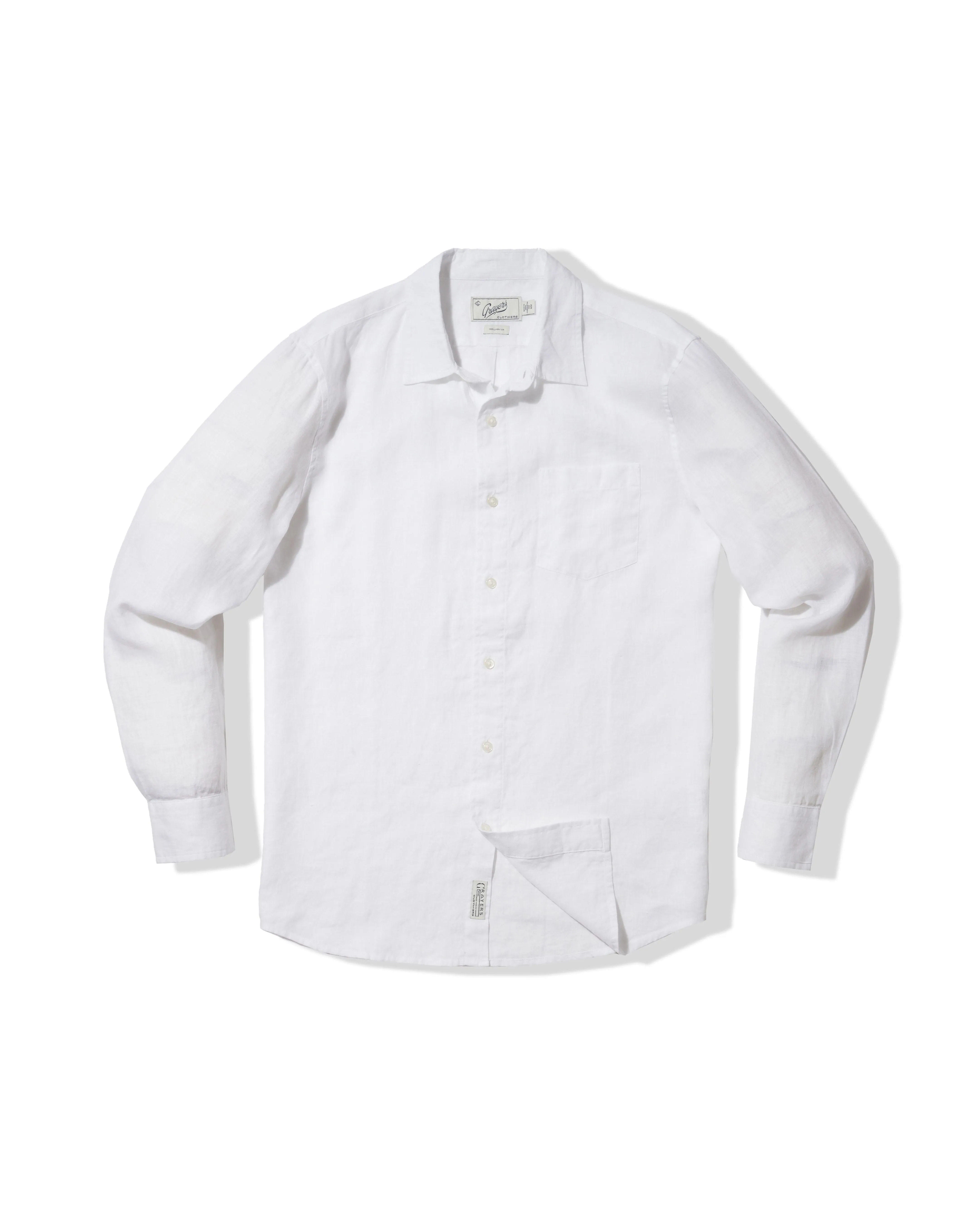 Nantucket Yarn Dyed Linen Shirt - White sold by Grayers
