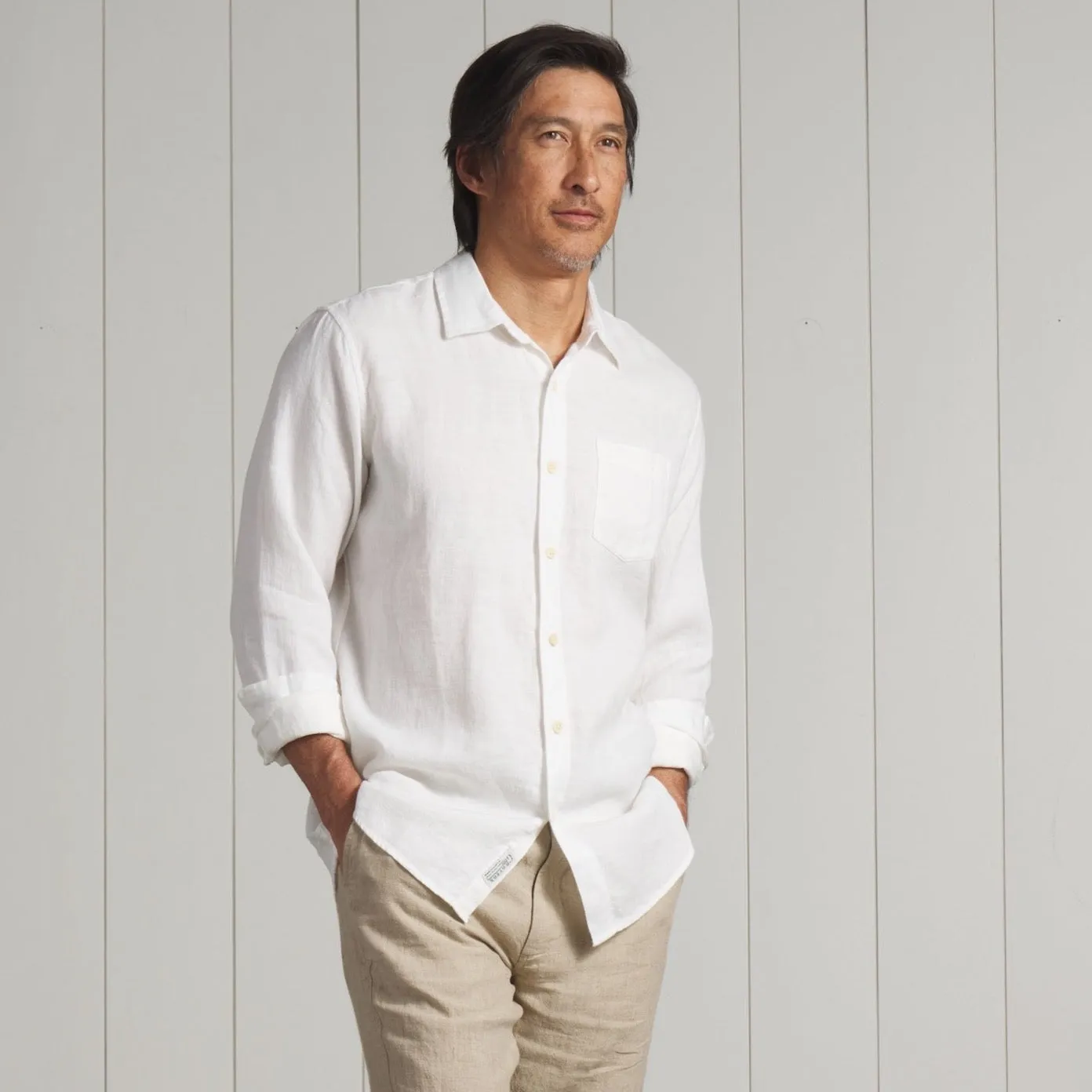 Nantucket Yarn Dyed Linen Shirt - White sold by Grayers product image thumbnail 2