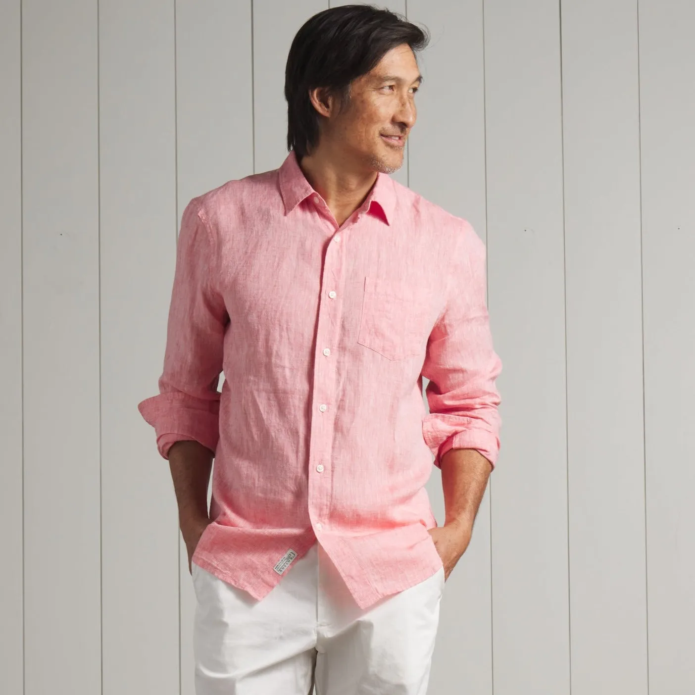 Nantucket Yarn Dyed Linen Shirt - Red sold by Grayers product image thumbnail 5