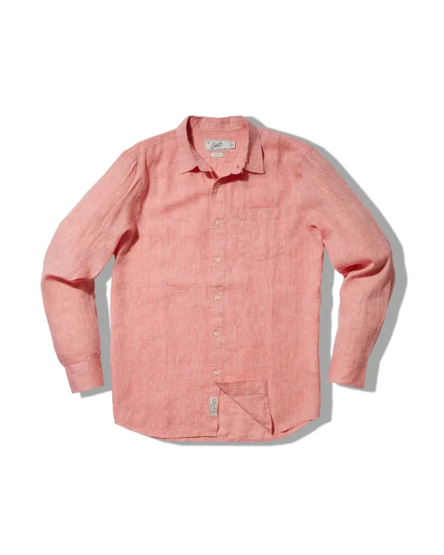 Nantucket Yarn Dyed Linen Shirt - Red sold by Grayers