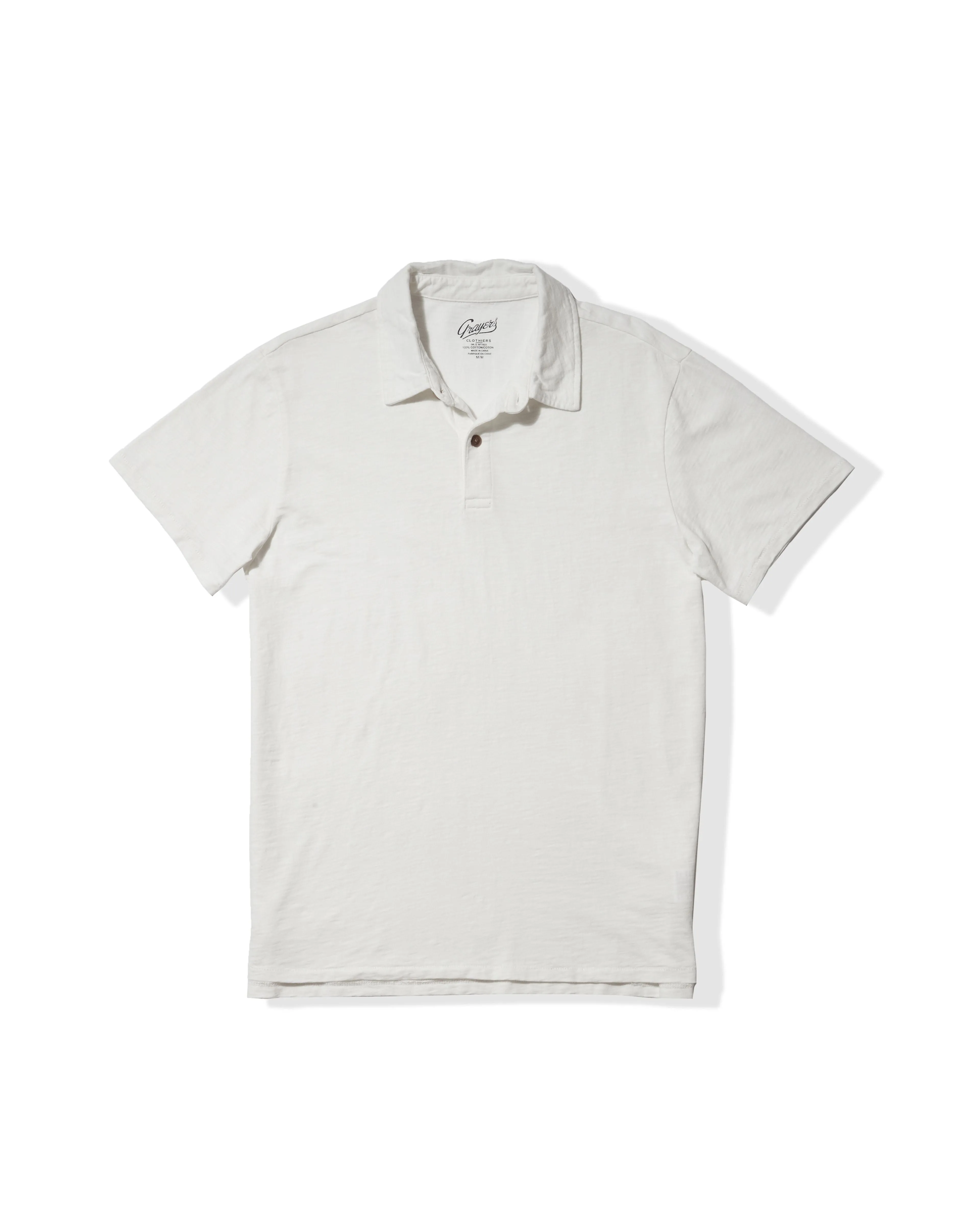 Sunwashed 2 Button Polo - White sold by Grayers