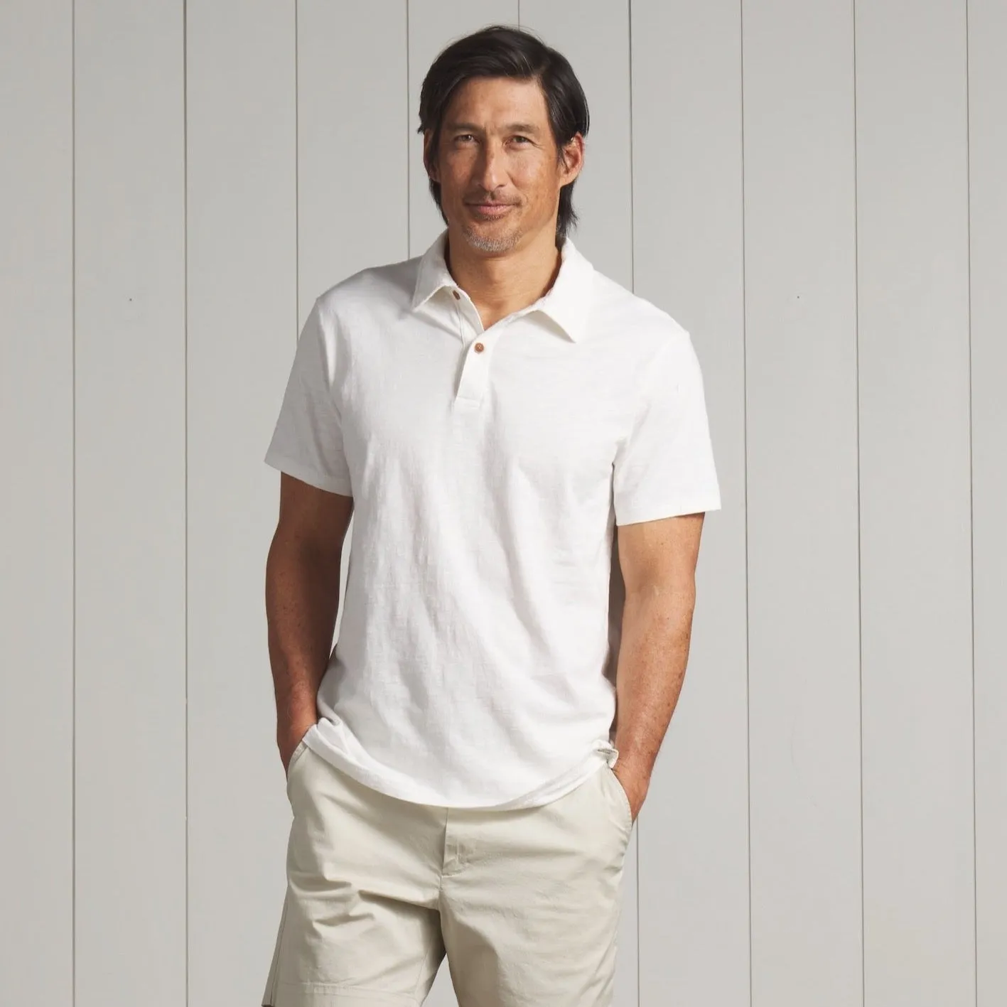 Sunwashed 2 Button Polo - White sold by Grayers product image thumbnail 2
