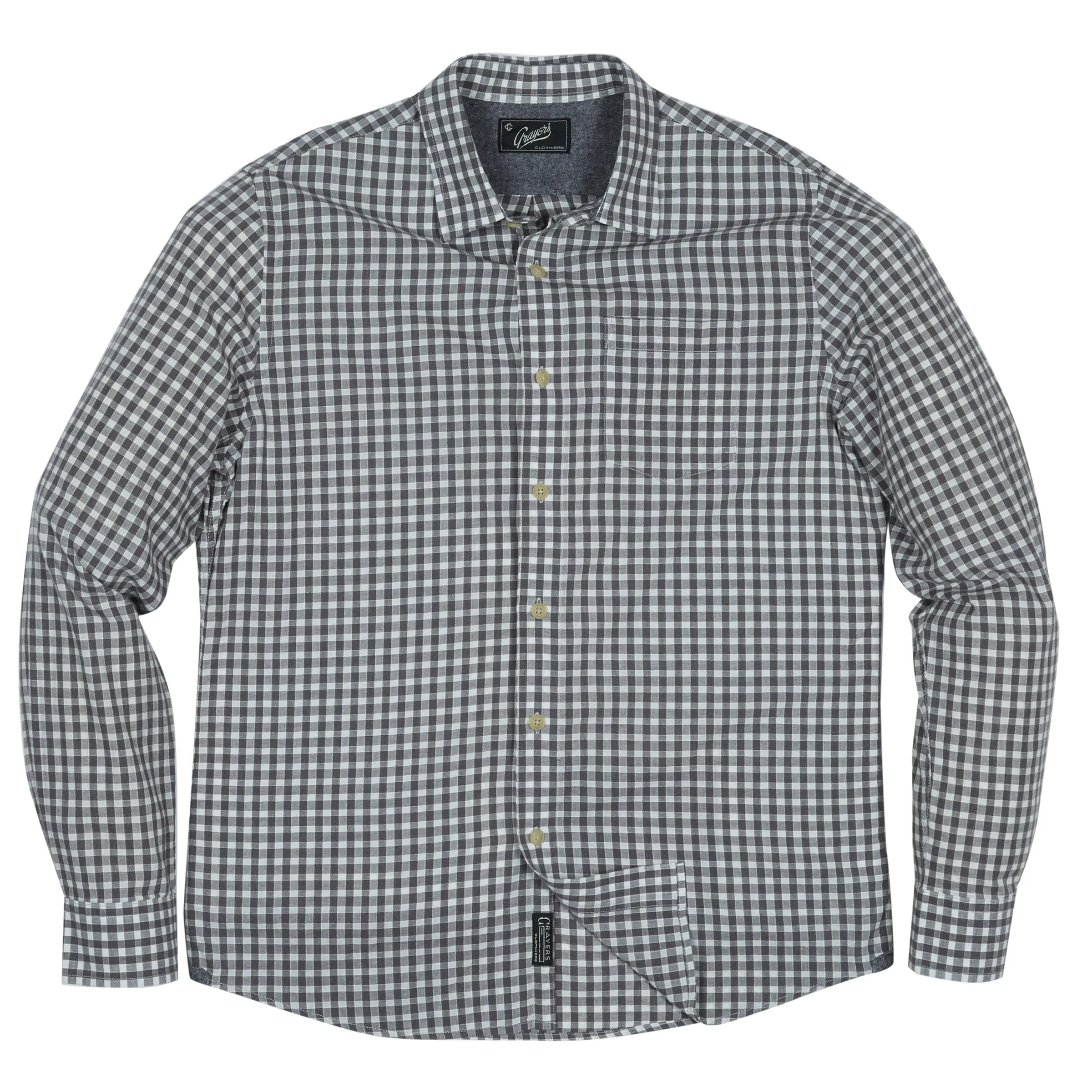 Preston Gingham Shirt - Charcoal Gingham (Final Sale)* sold by Grayers