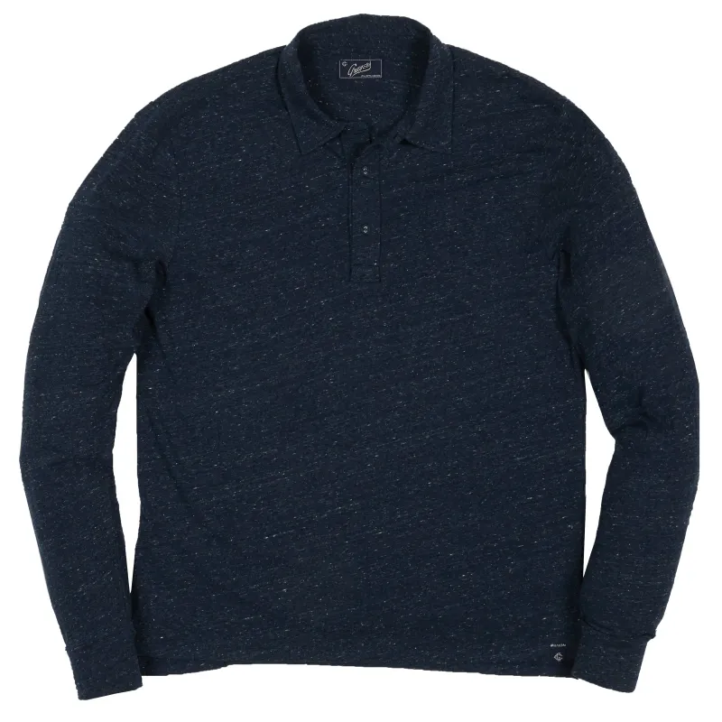 Hartford Nep Jersey Long Sleeve Polo - Dark Denim (Final Sale)* sold by Grayers