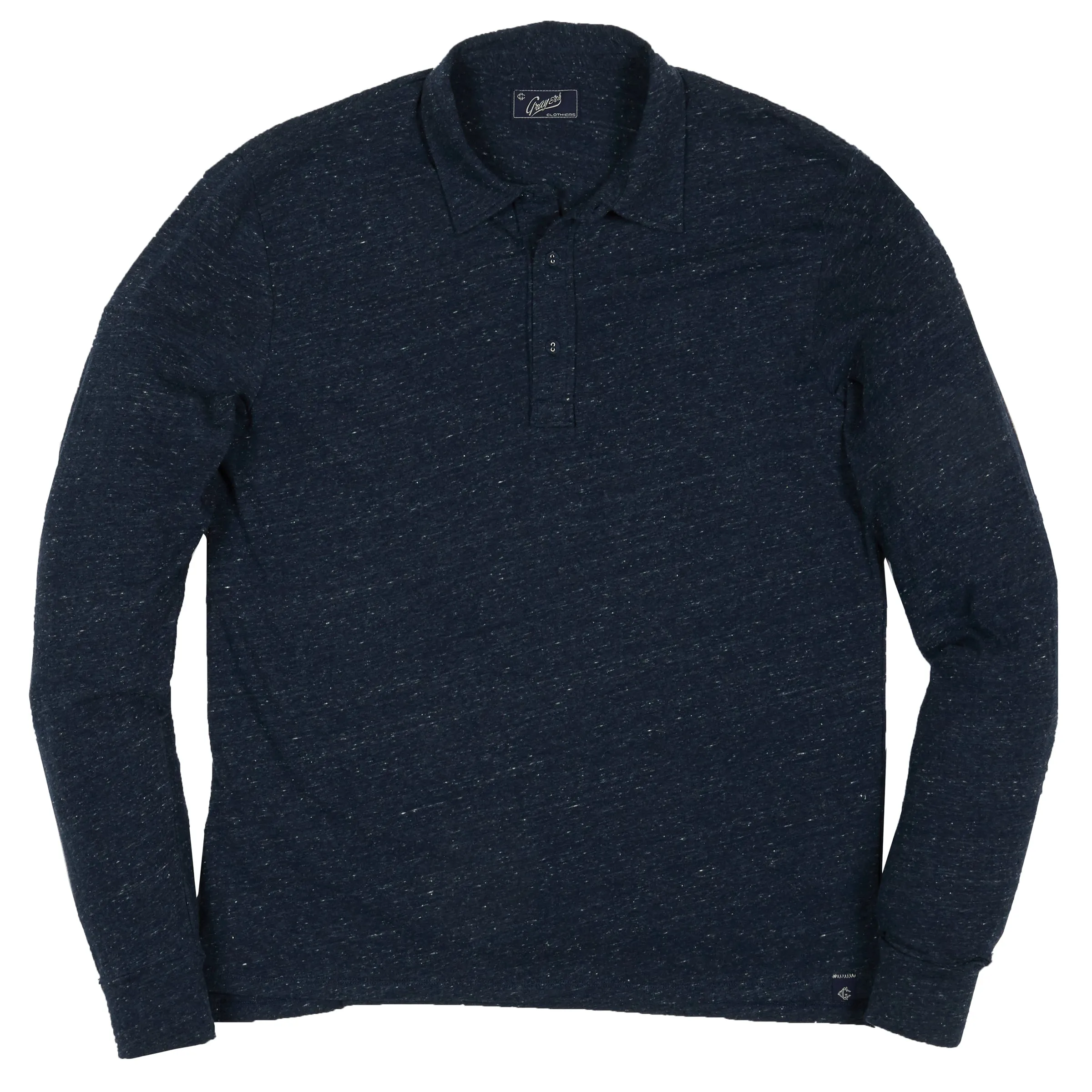 Hartford Nep Jersey Long Sleeve Polo - Dark Denim (Final Sale)* sold by Grayers