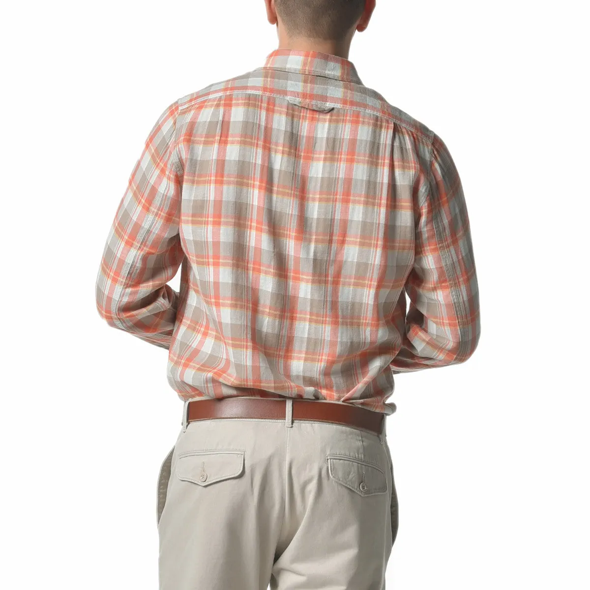 Dorset Herringbone Shirt - Orange Khaki Blue Herringbone (Final Sale)* sold by Grayers product image thumbnail 3