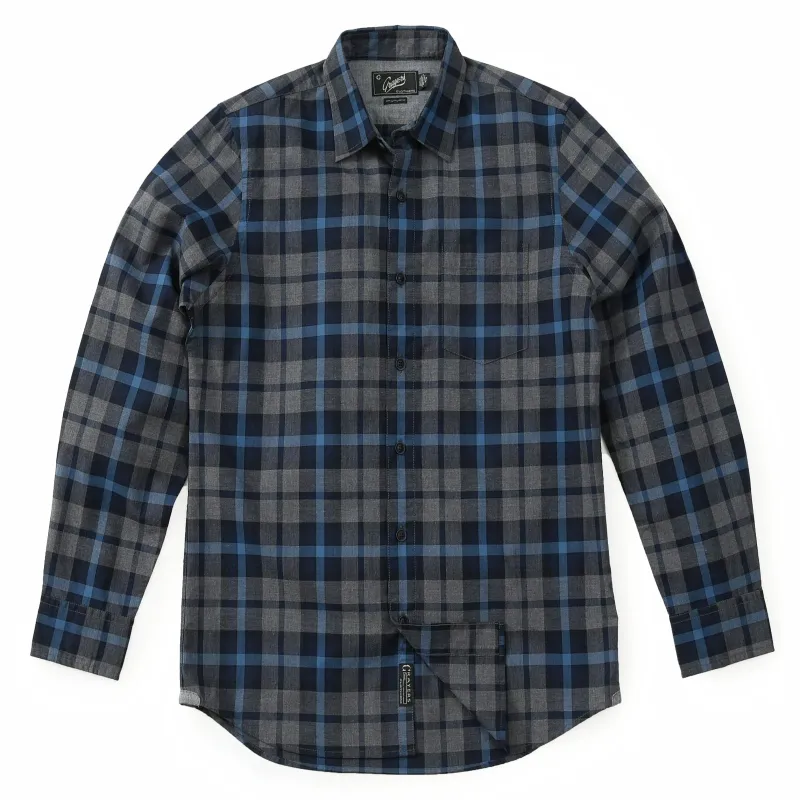 Heath Heather Poplin Shirt - Gray Navy Blue (Final Sale)* sold by Grayers