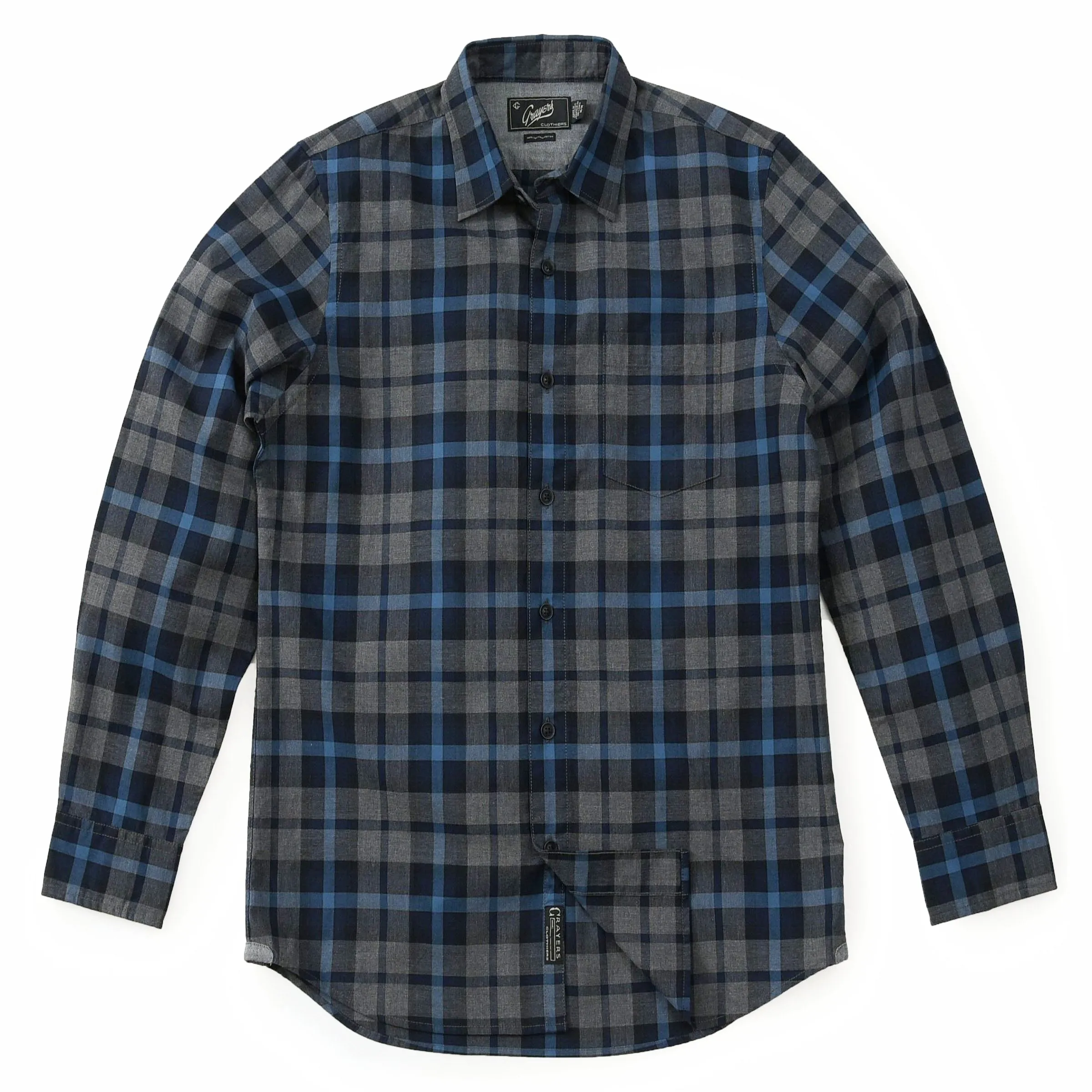 Heath Heather Poplin Shirt - Gray Navy Blue (Final Sale)* sold by Grayers