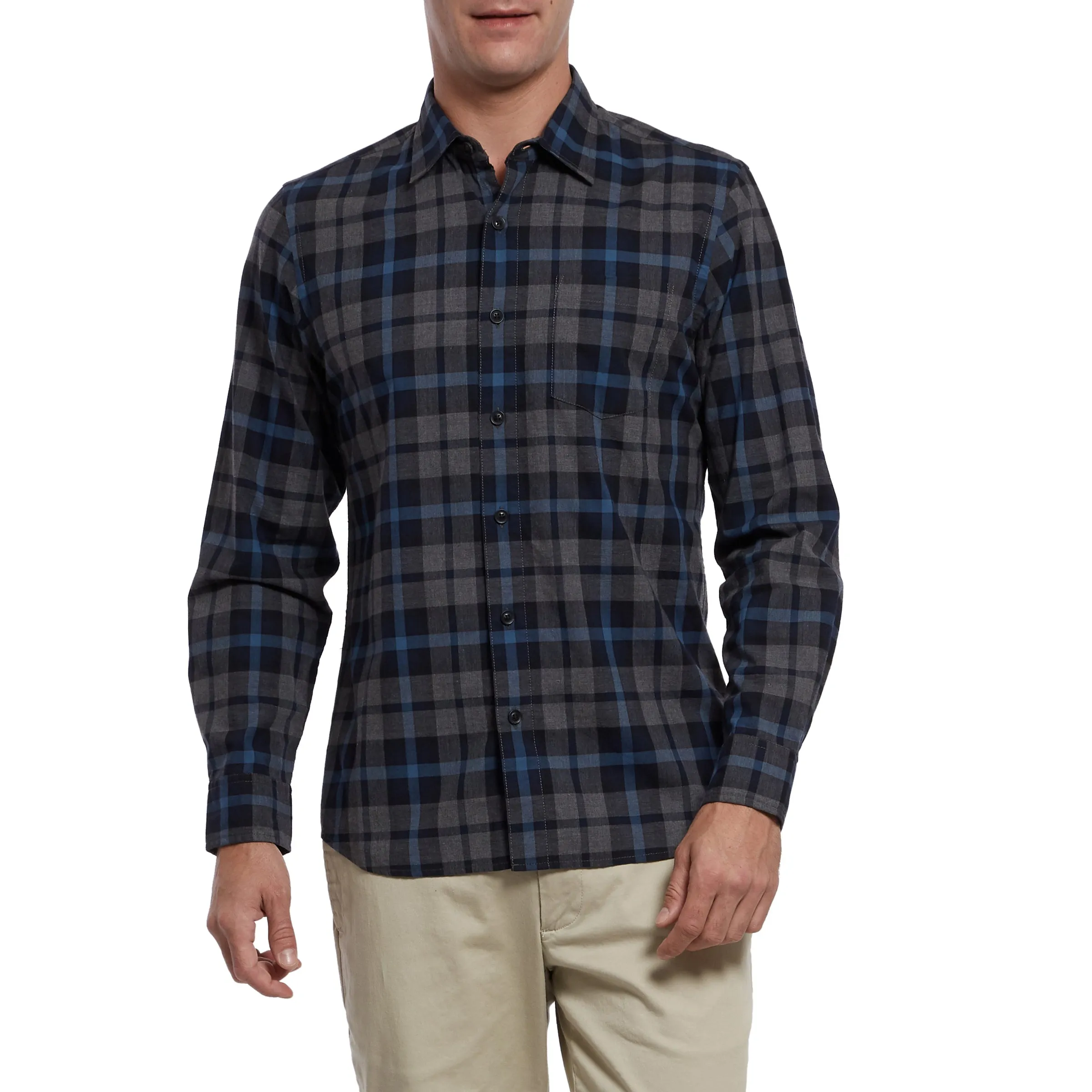 Heath Heather Poplin Shirt - Gray Navy Blue (Final Sale)* sold by Grayers product image thumbnail 2