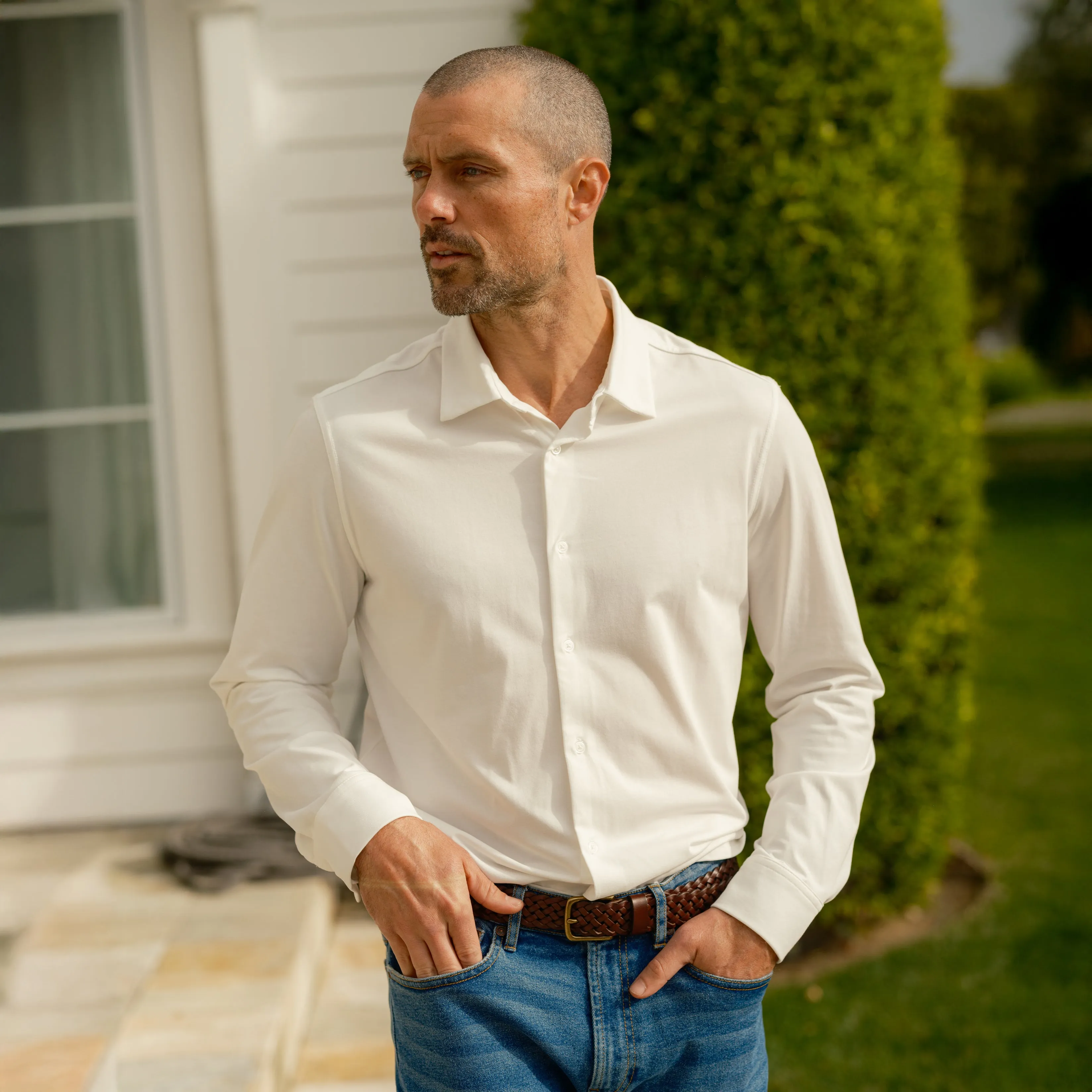 Hackett Cotton Sorona Knit Shirt - White sold by Grayers product image thumbnail 2