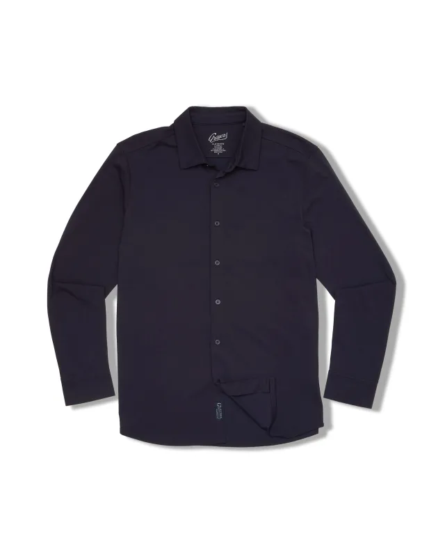 Hackett Cotton Sorona Knit Shirt - Navy sold by Grayers