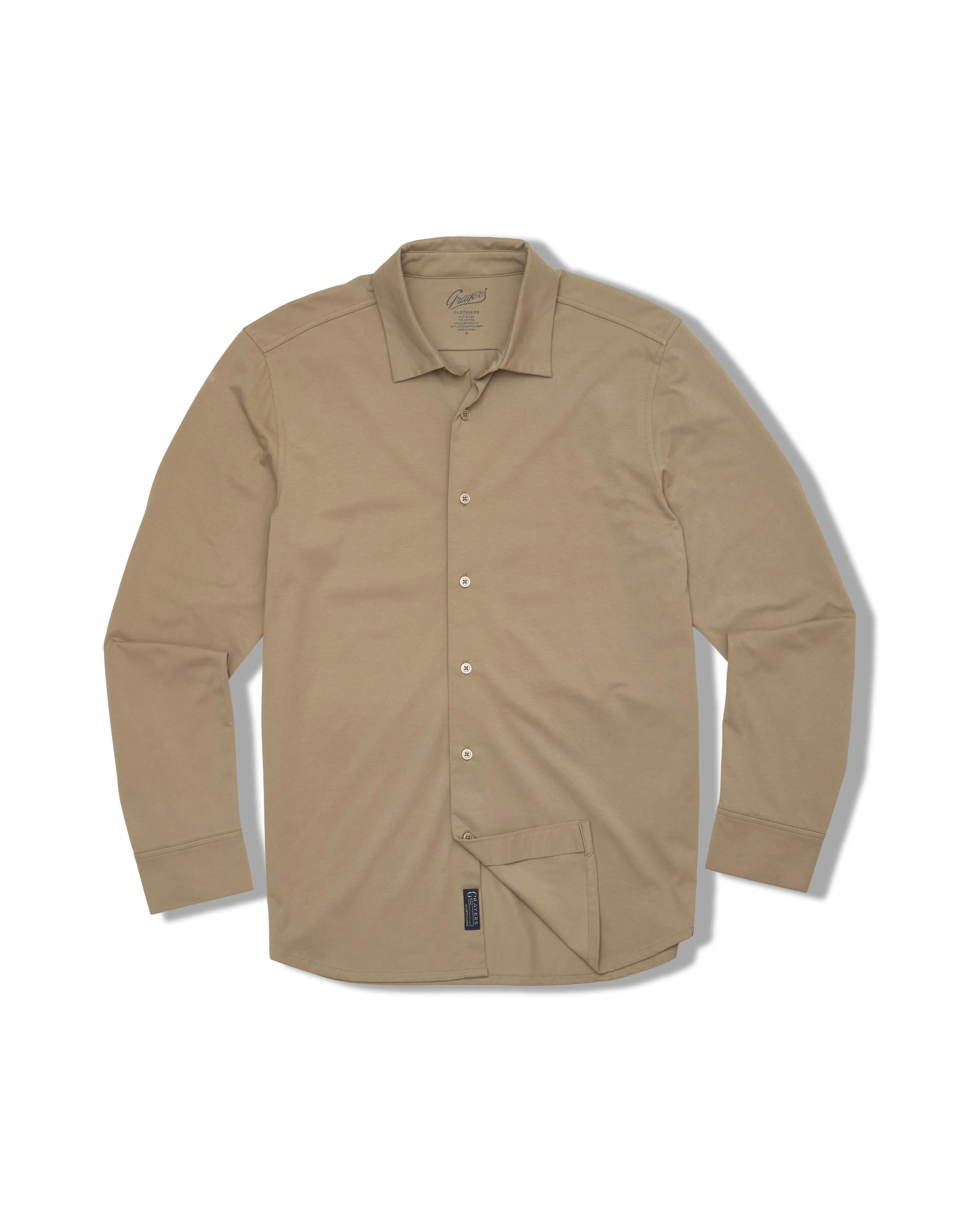Hackett Cotton Sorona Knit Shirt - Dune sold by Grayers