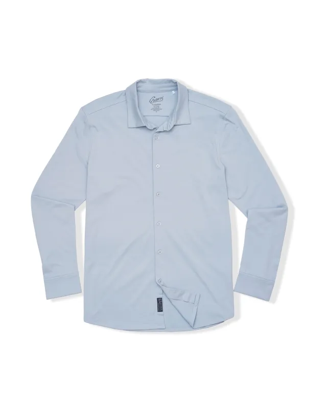 Hackett Cotton Sorona Knit Shirt - Oxford Blue sold by Grayers