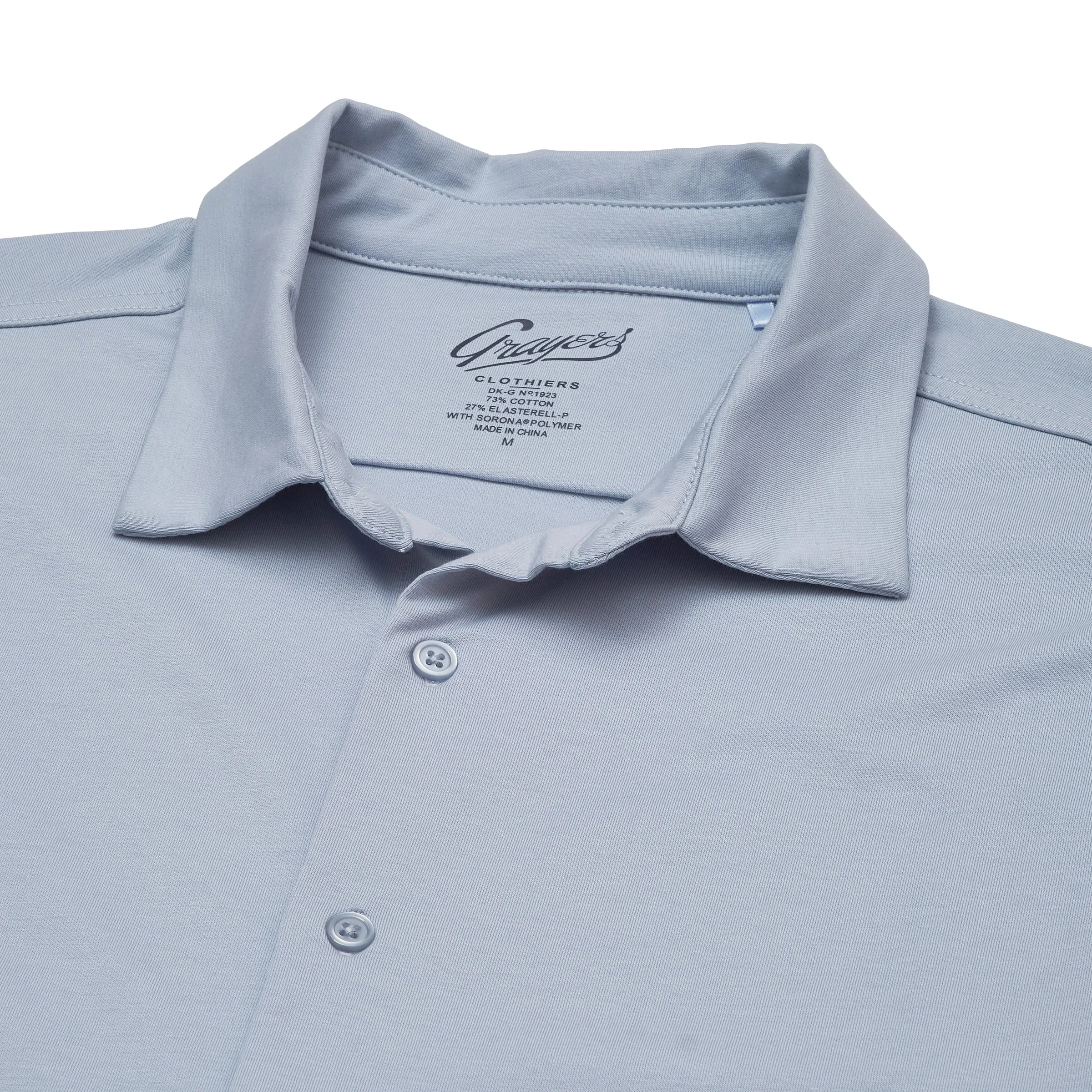 Hackett Cotton Sorona Knit Shirt - Oxford Blue sold by Grayers product image thumbnail 2